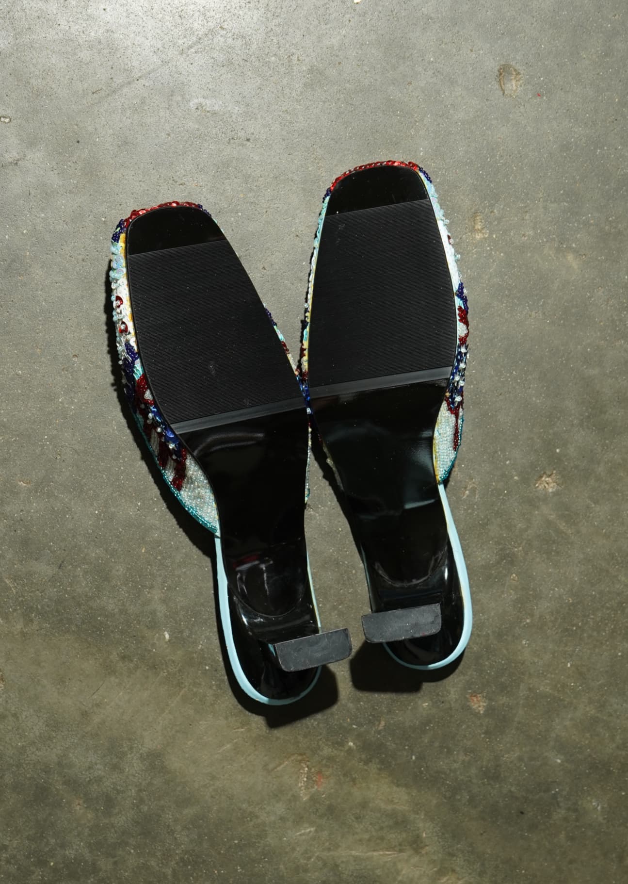 Wanted Americana Crystal Beaded Flag Heart Flat Mule