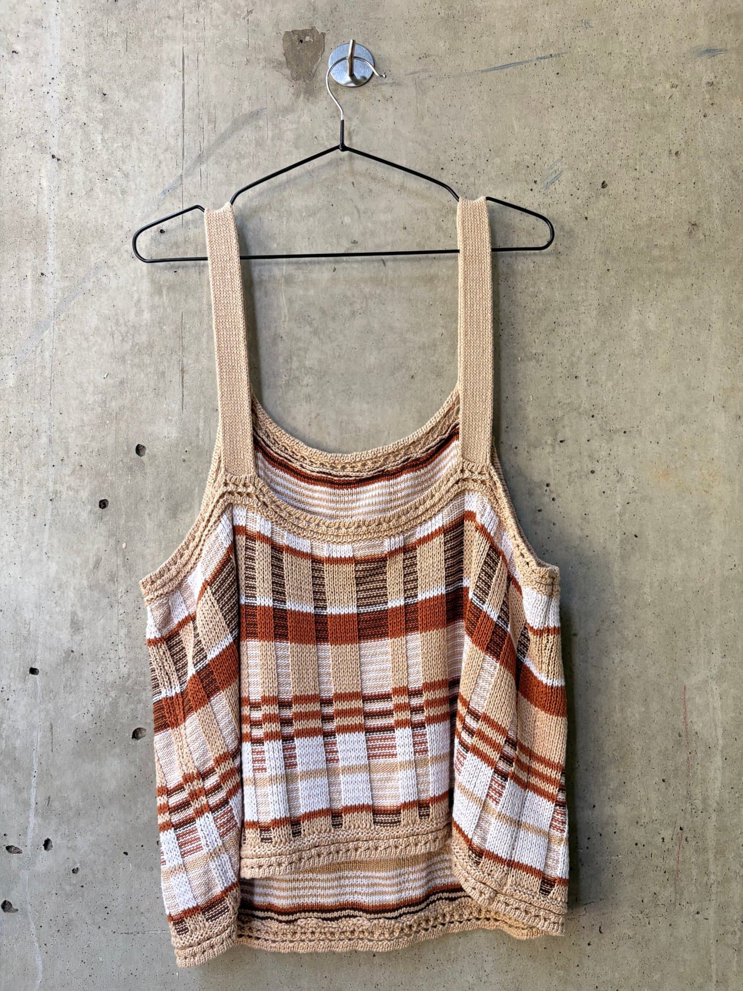1970s-1980s BANANA REPUBLIC Knit Plaid Tank Top