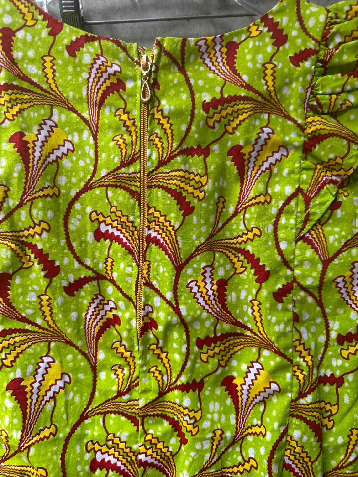Green African Print Off-Shoulder Top