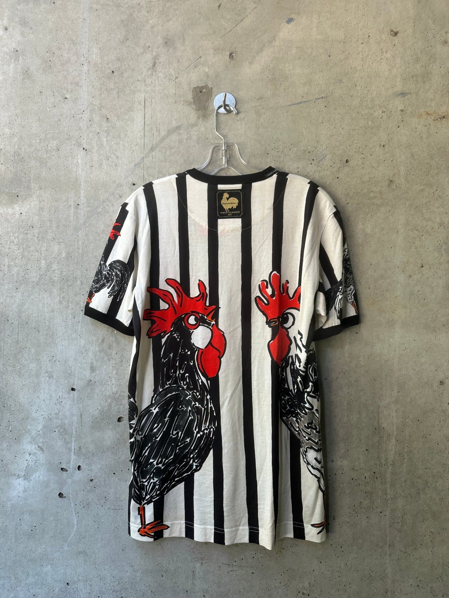 2016-2017 Dolce & Gabbana Rooster Print Striped T-Shirt