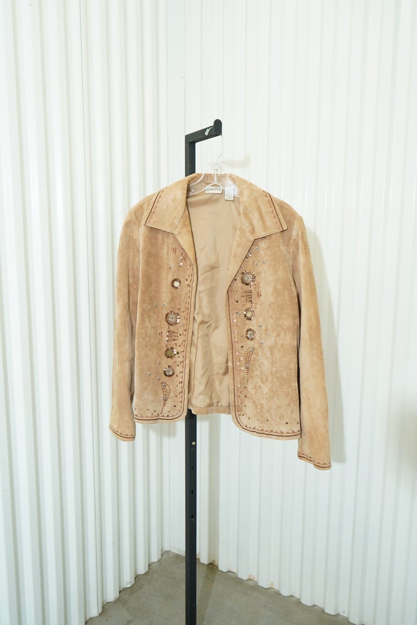 CHICO'S Vintage Suede Jacket with Button Details