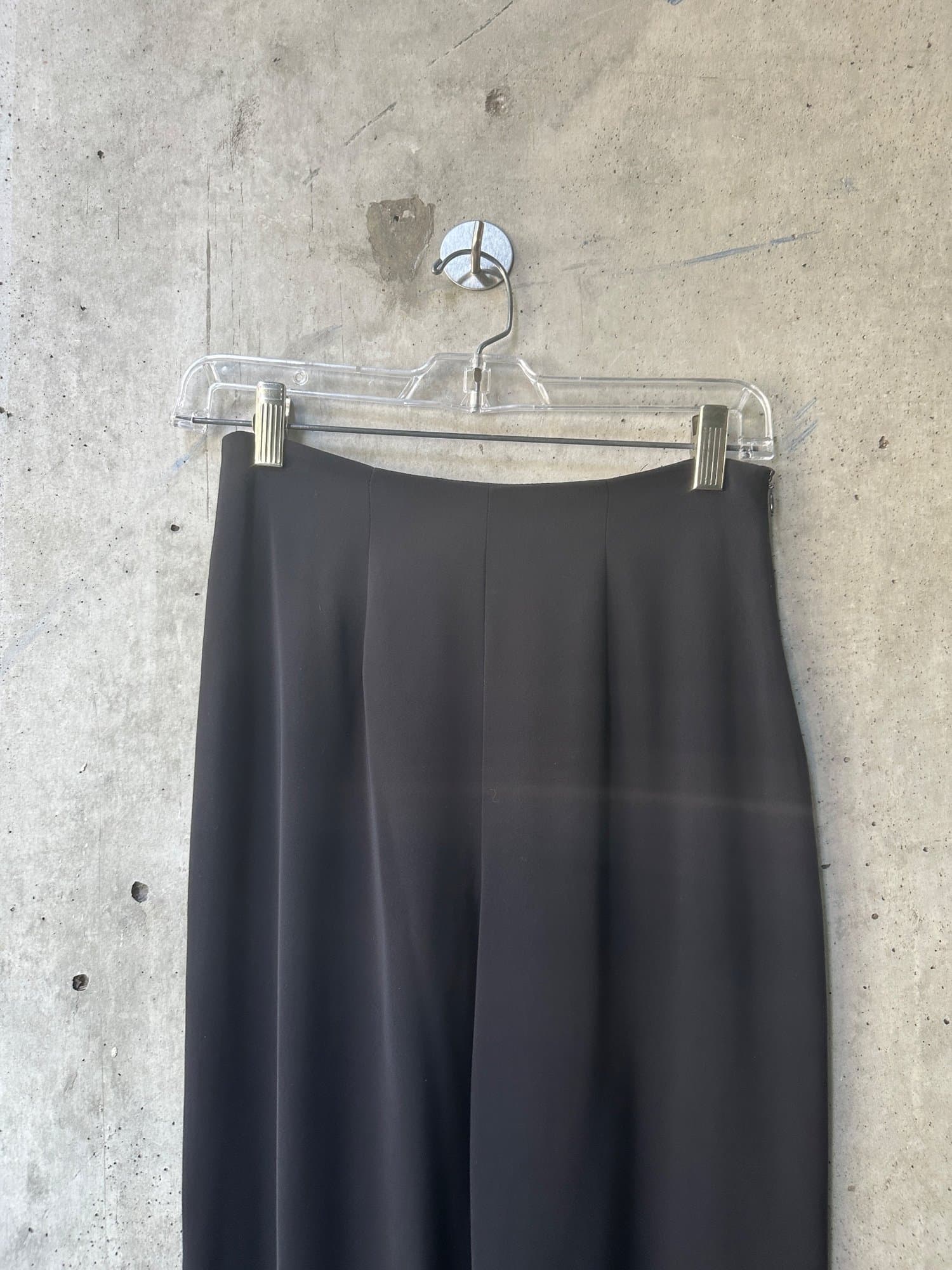 1980s-1990s Tempo Paris Black Wide Slit Sheer Layered Leg Trousers