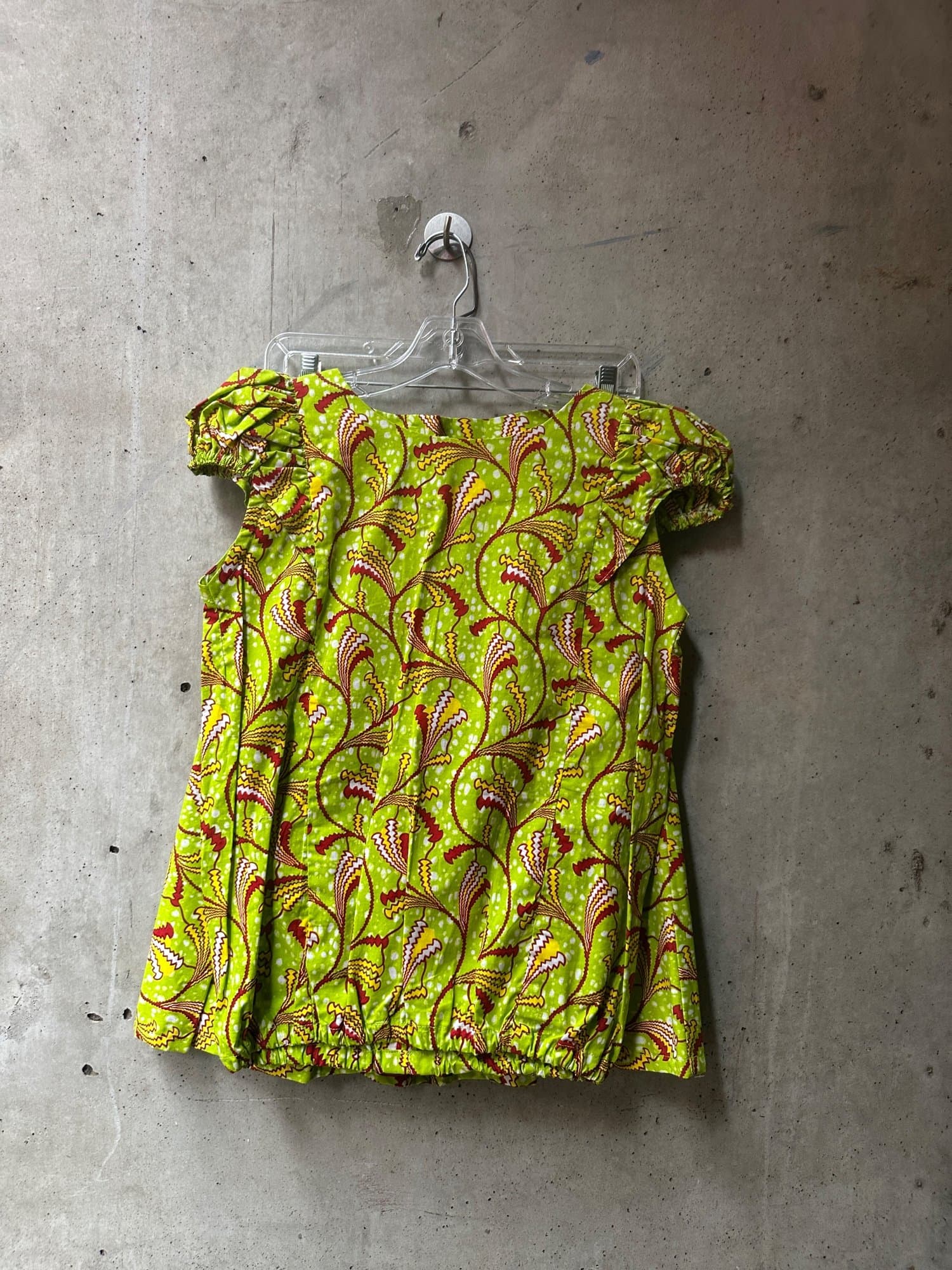 Green African Print Off-Shoulder Top