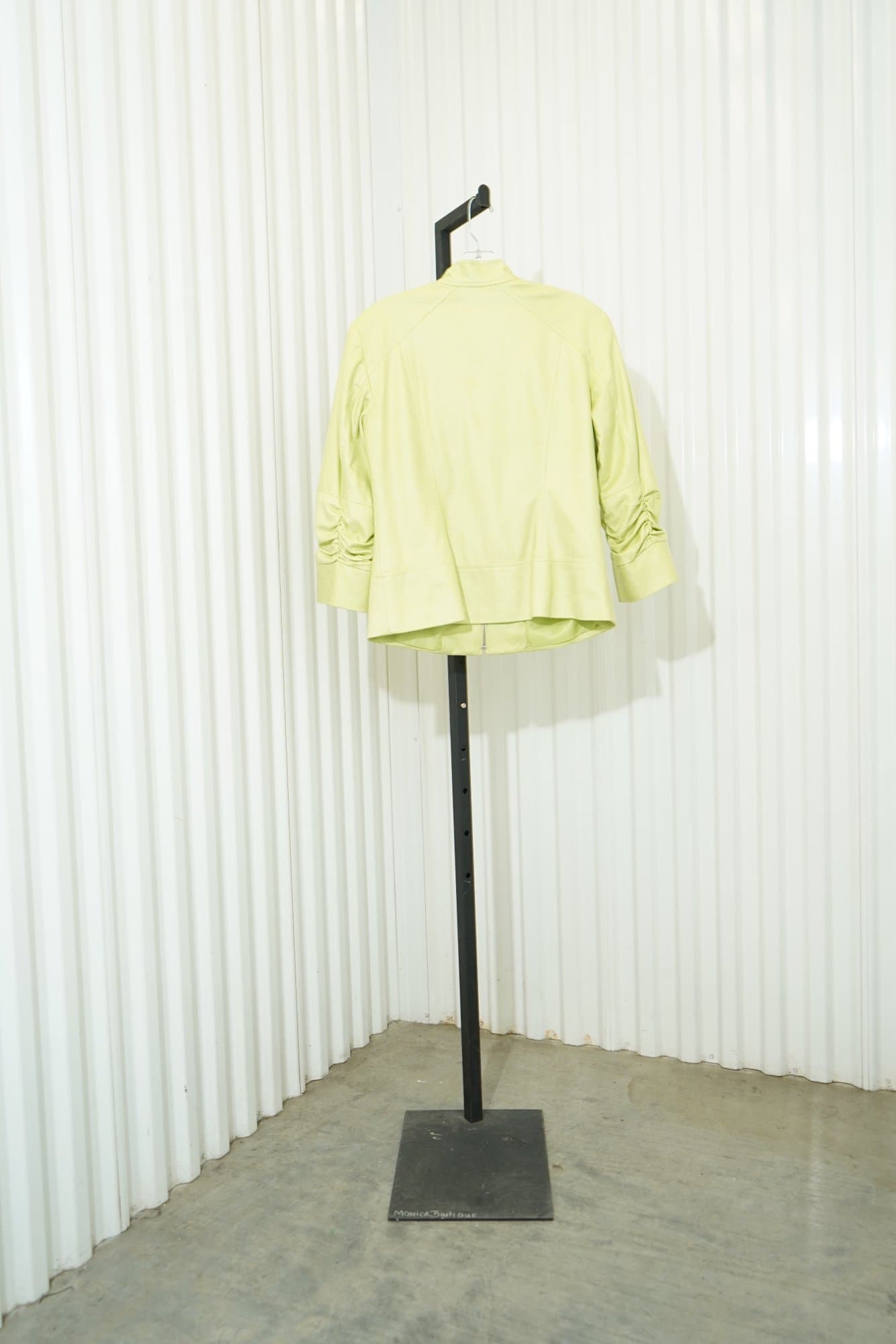 Y2K Chicos Chartreuse Ruched-Sleeve Zip Jacket