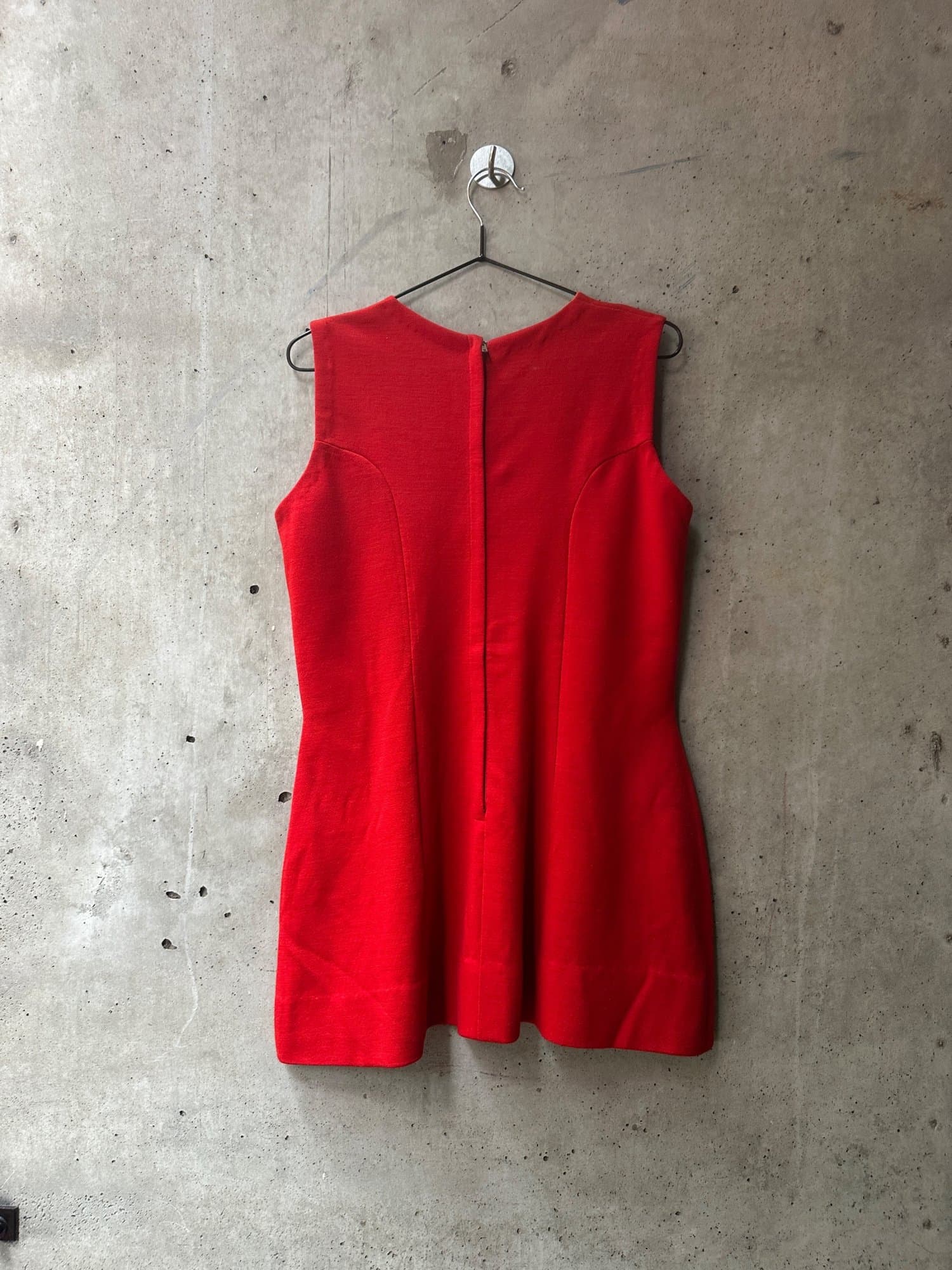 1960s-1970s Omnes Red Sleeveless Mod Mini Dress