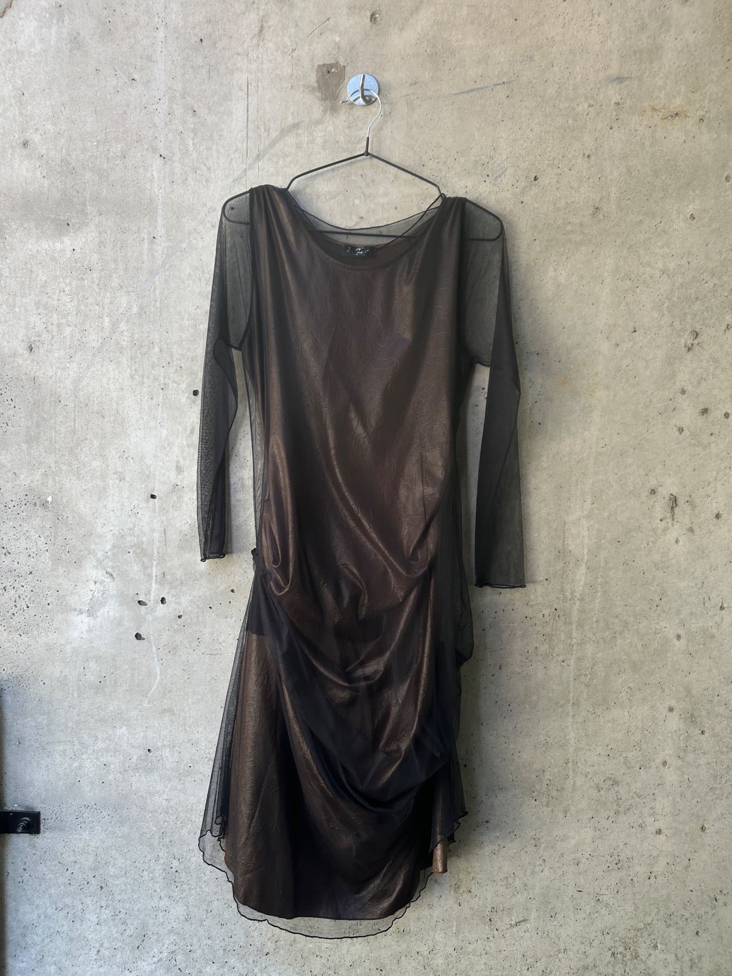 1990s-2000s J.S.P. Sheer Mesh Ruched Dress