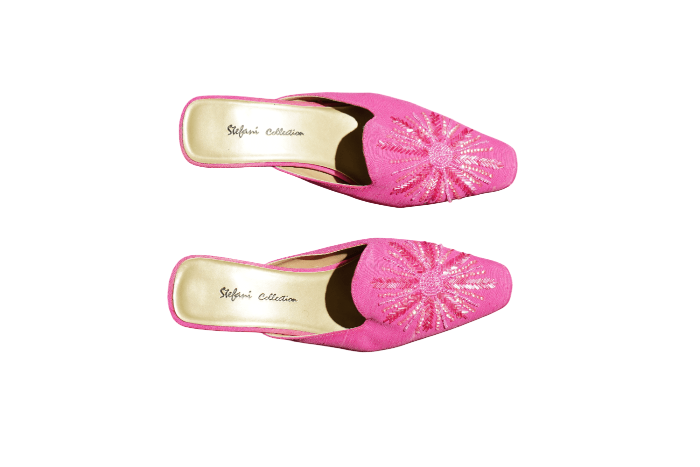 Stefani Collection Hot Pink Beaded Sunburst Mule