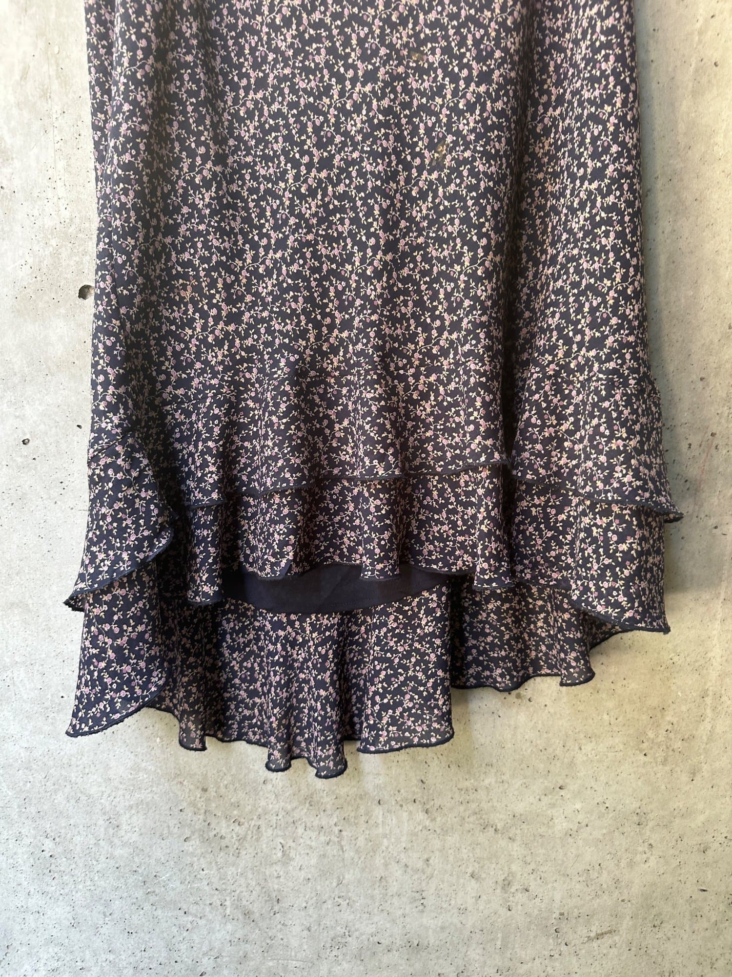 90s Lane Bryant Floral Print Ruffle Hem Midi Skirt