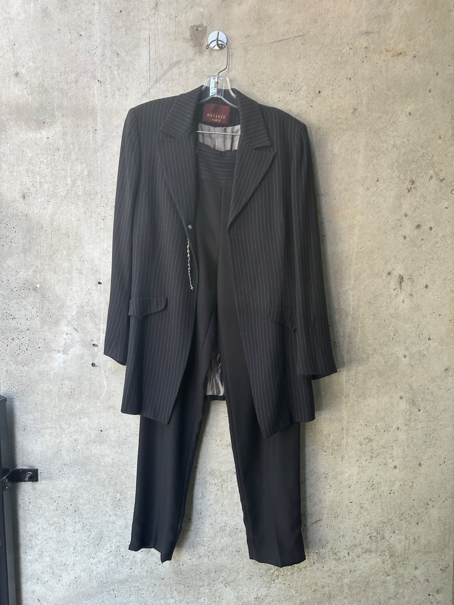1980s-1990s BATISTE Pinstripe Blazer and Trouser Suit Set