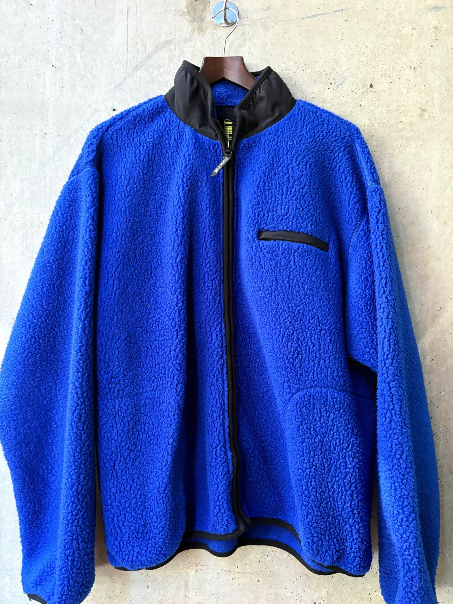 J crew 1990s blue fuzzy fleece zipup