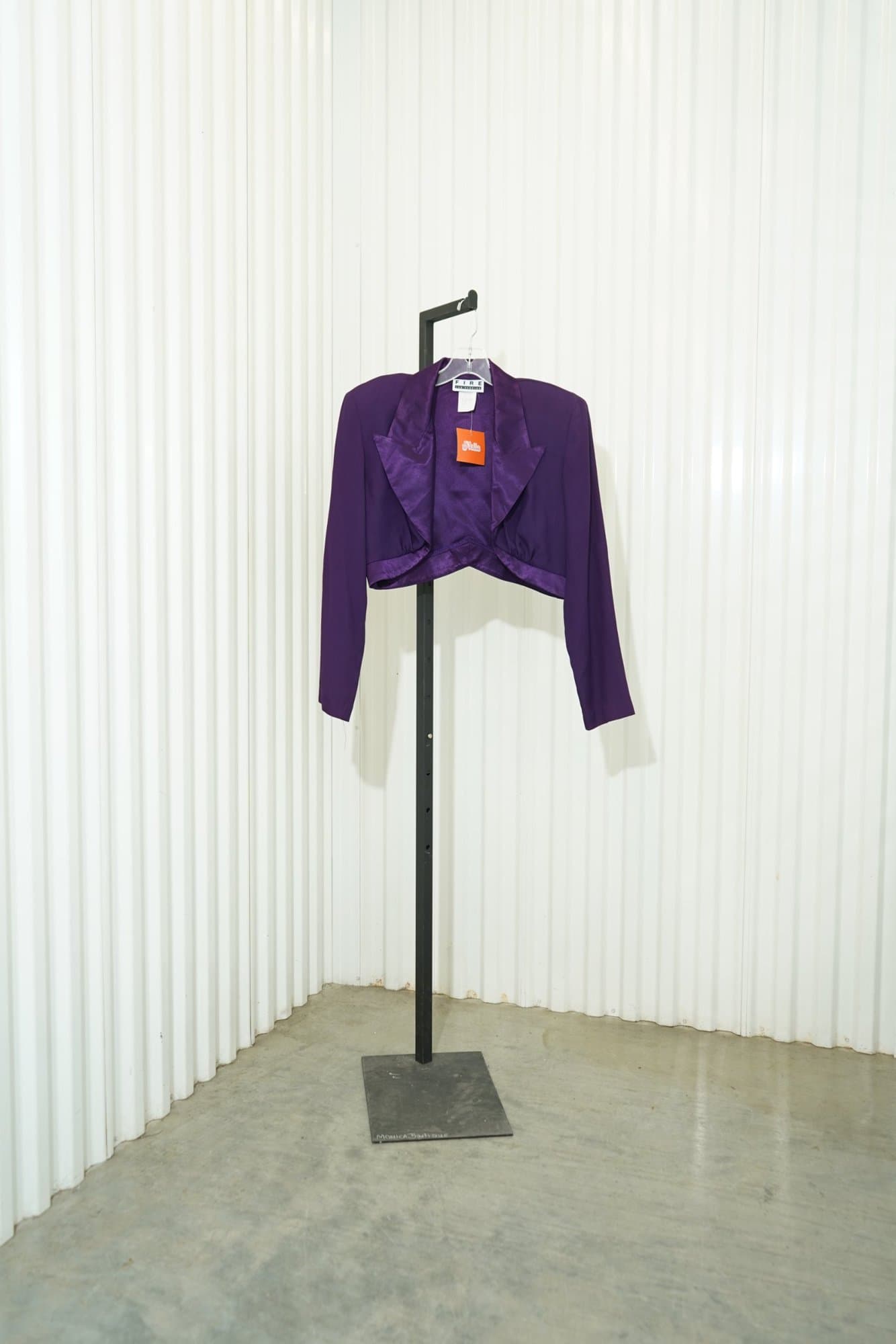 80s/90s FIRE Los Angeles Purple Satin Lapel Cropped Bolero Jacket