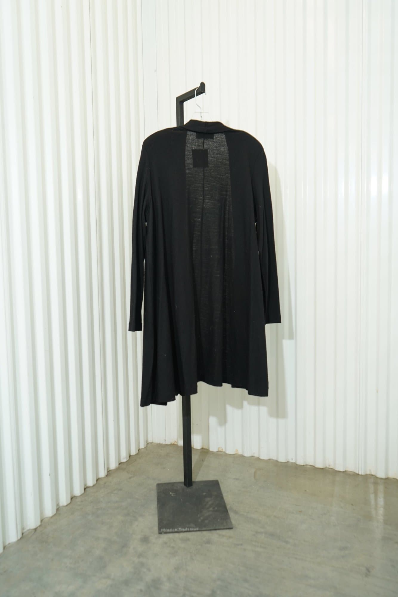 90s lew magram COLLECTION  Black Long Sleeve Midi Length Open Cardigan