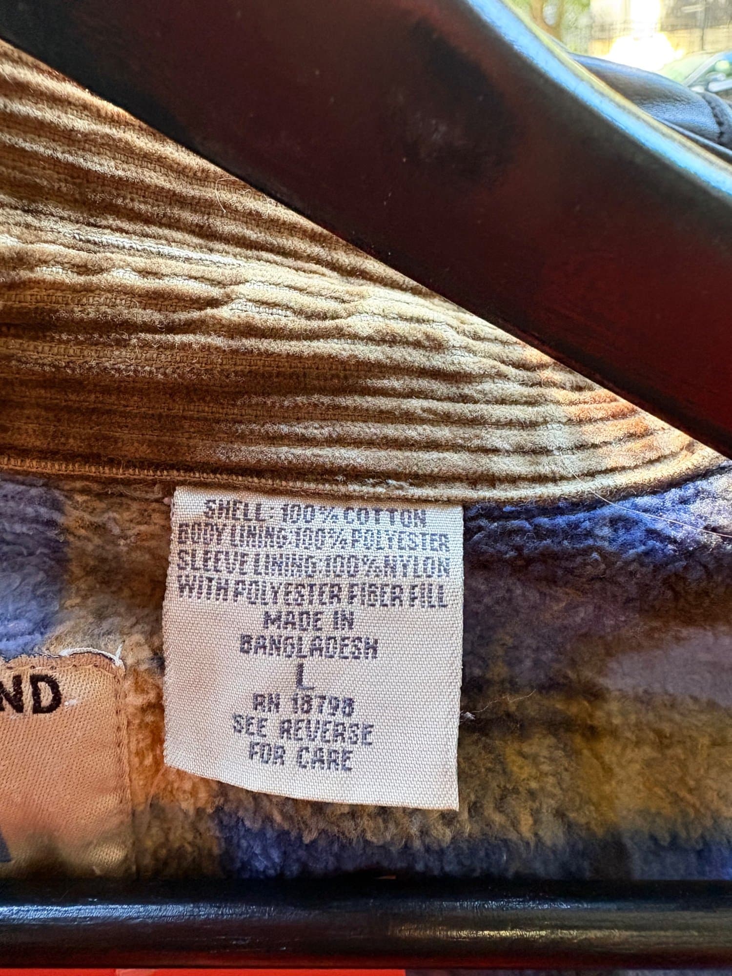 World island 1990s Copper Brown Corduroy (insulated)