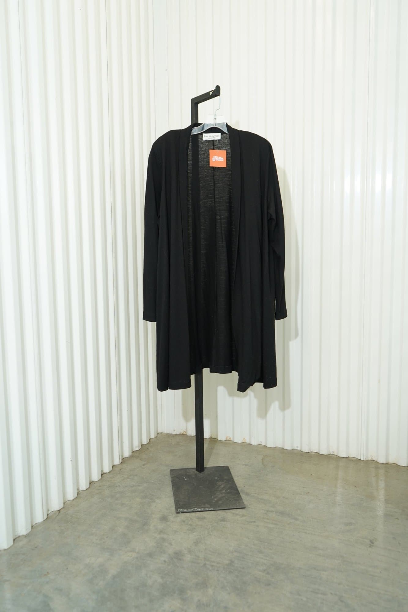 90s lew magram COLLECTION  Black Long Sleeve Midi Length Open Cardigan