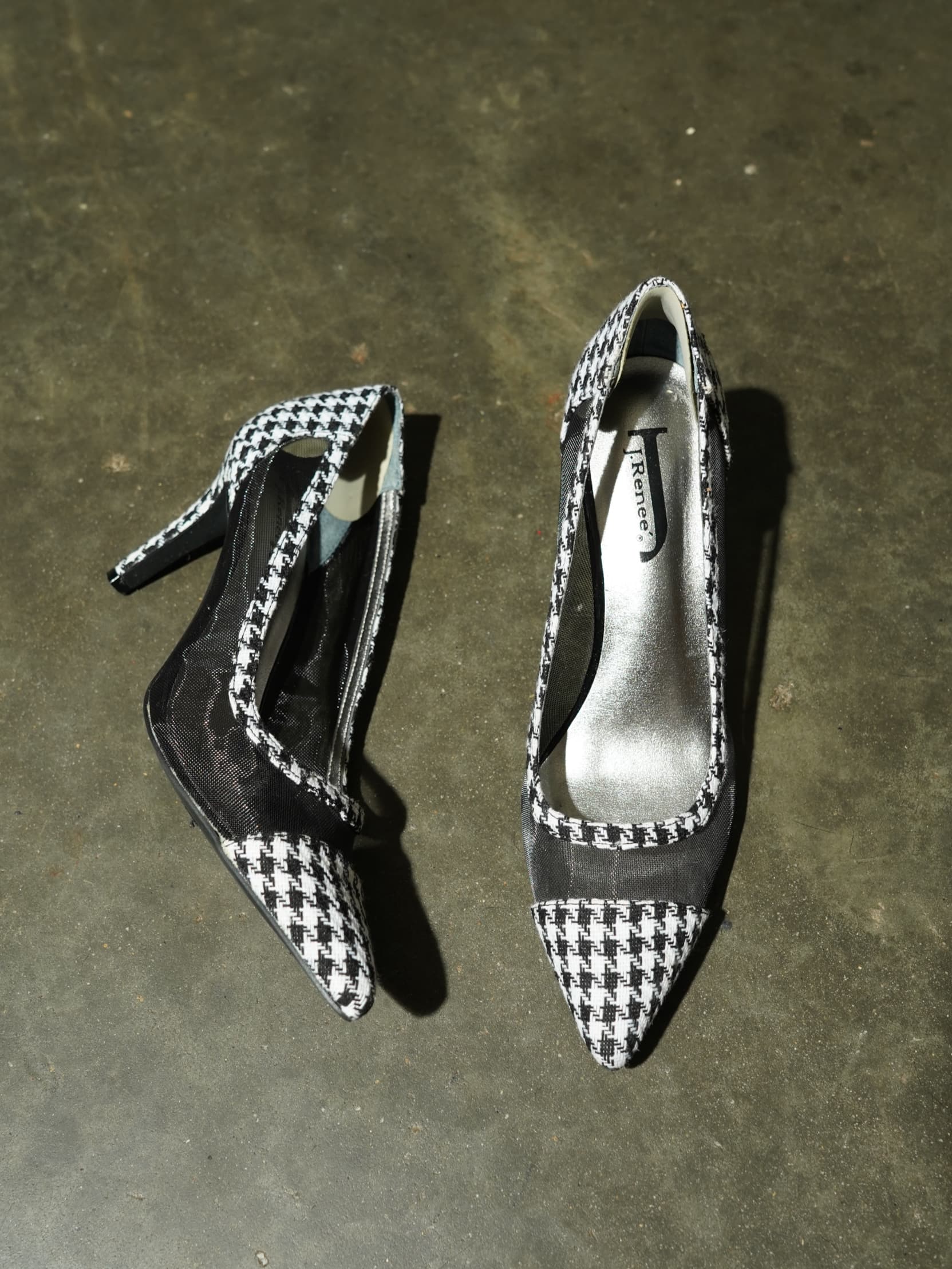 J. Renee Houndstooth Mesh Cap-Toe Stiletto Pump