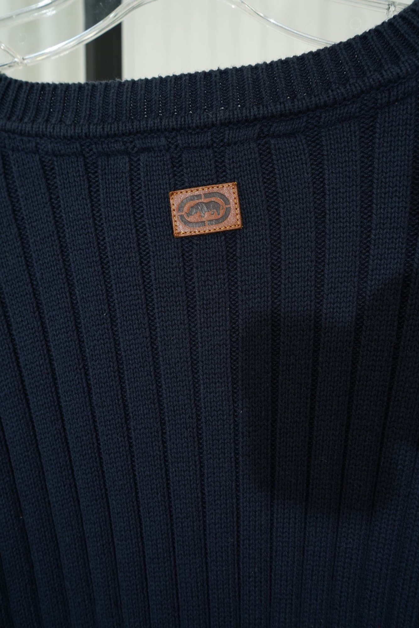 Y2K eckō unltd. Navy Ribbed Crew Neck Sweater (mens)