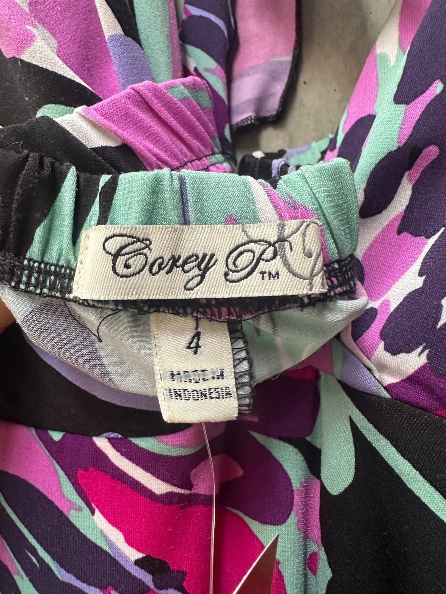 2000s Corey P. Abstract Floral Print Halter Dress