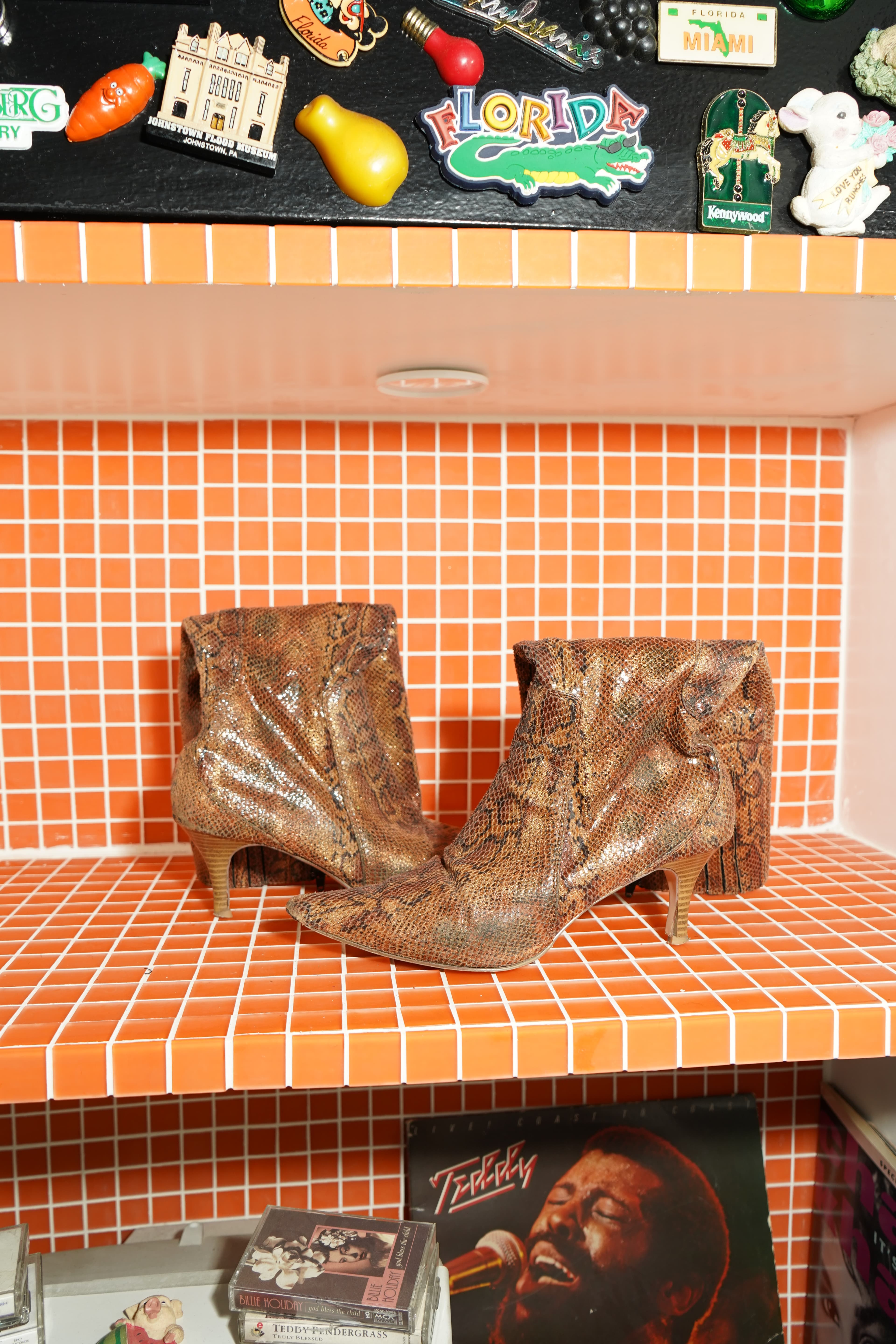 Python Fantasy Wide-Cuff Kitten Heel Boot