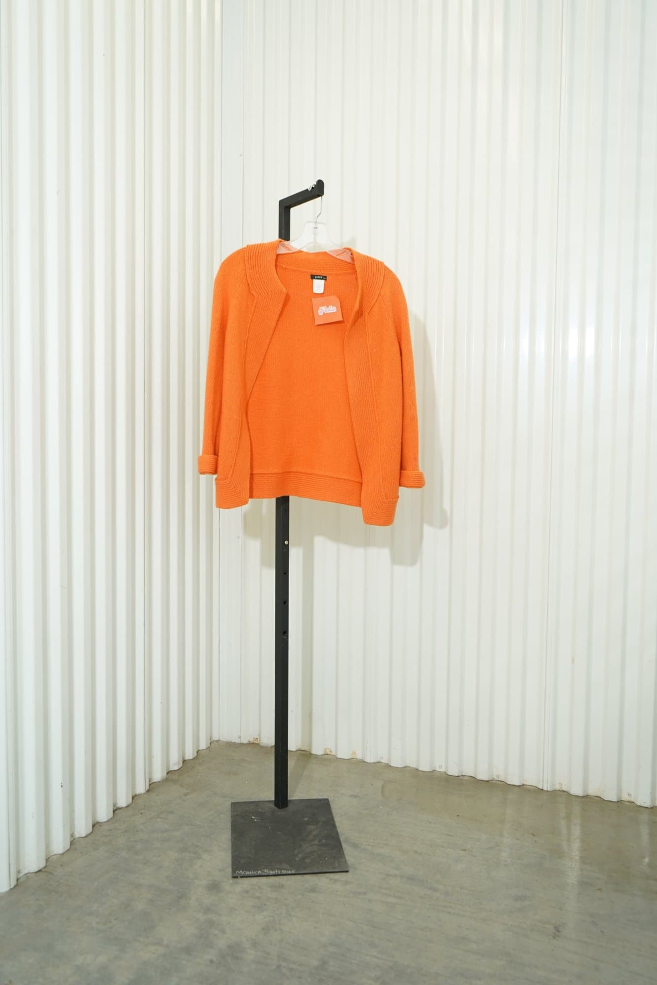 2010s-2020s J. CREW Wool Pumpkin Orange Crochet Wool Cardigan