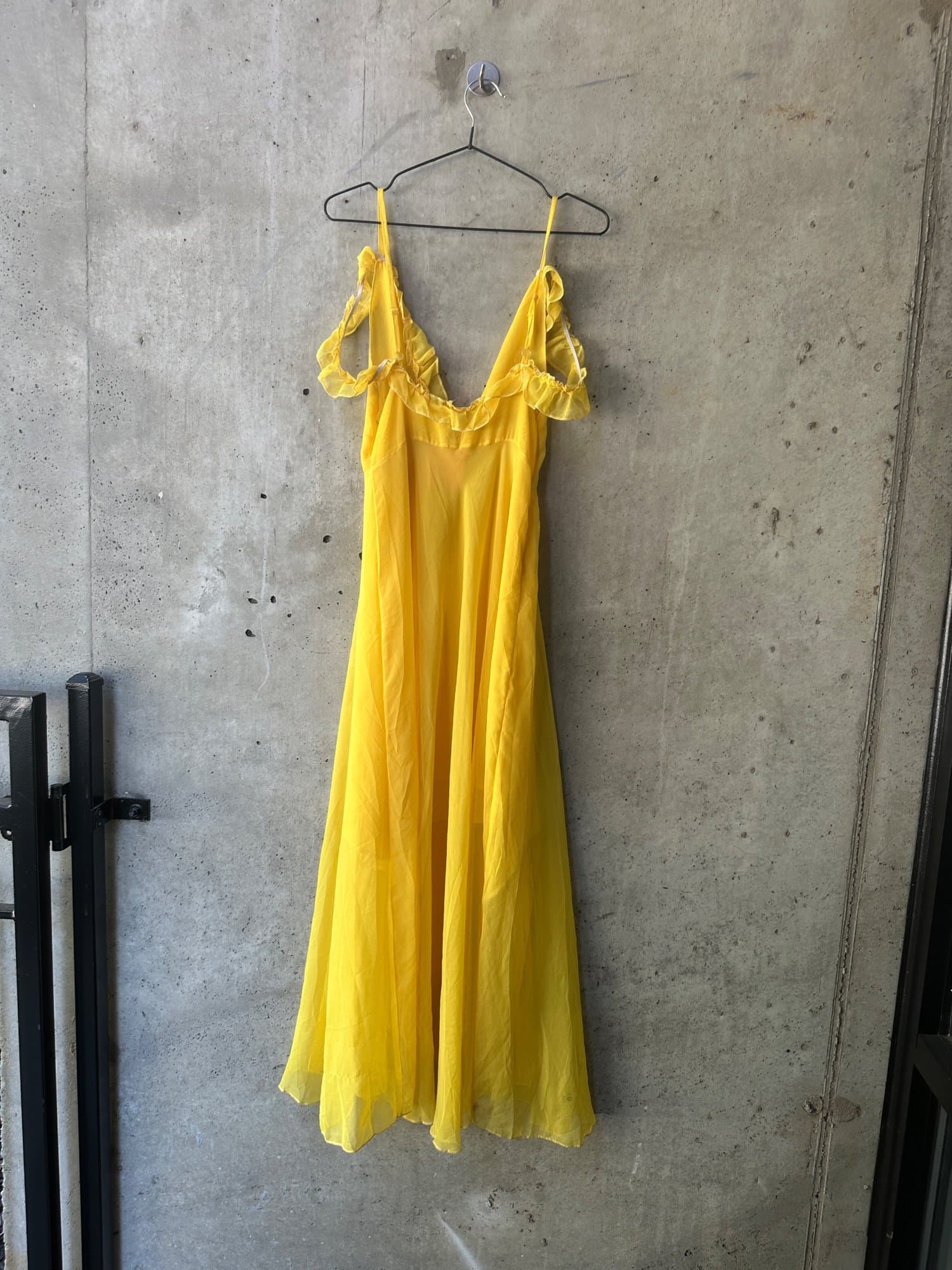 Yellow Ruffle Strap Maxi Dress