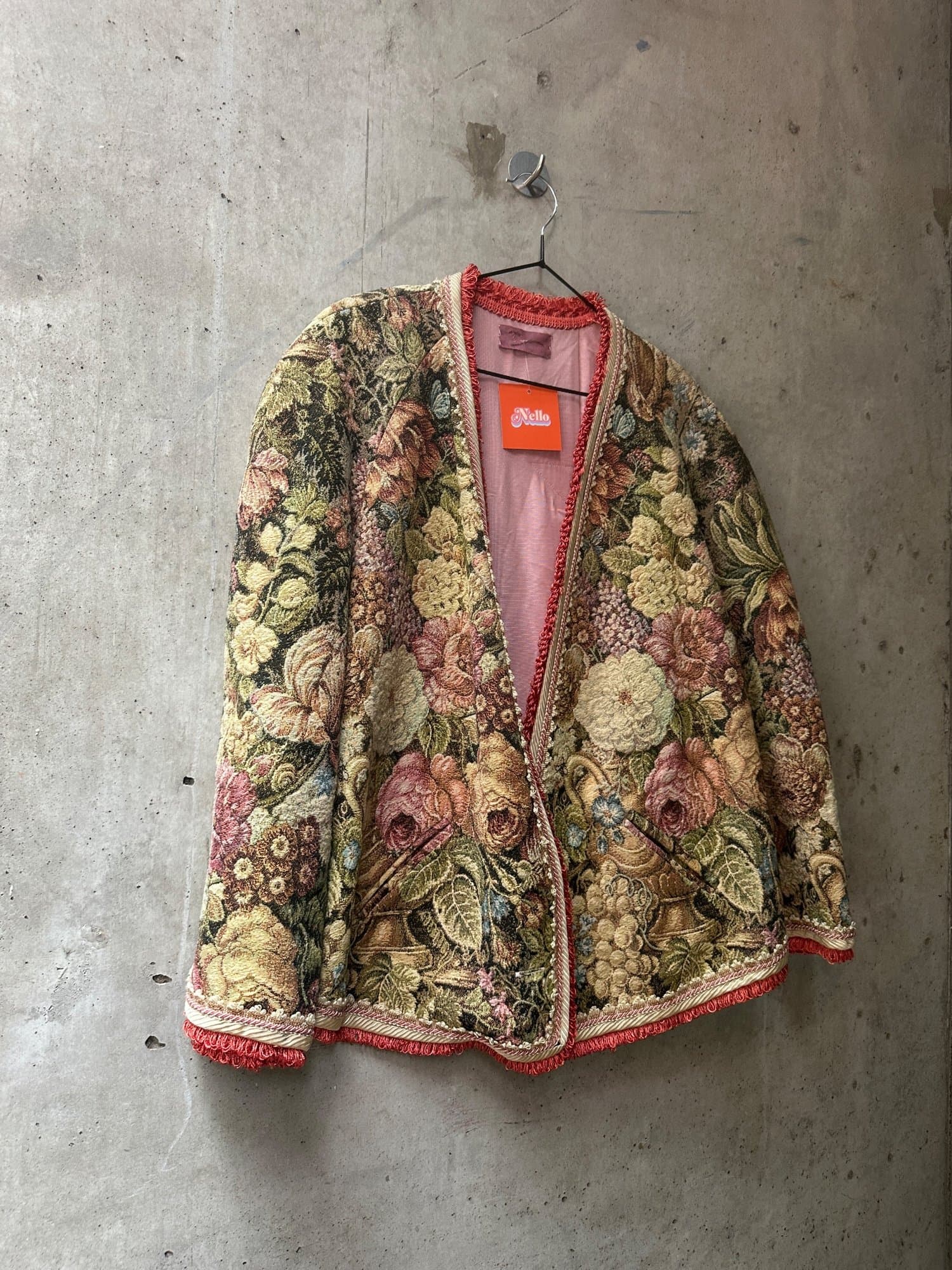 Fringe Trim Jacket with Embroidered Label