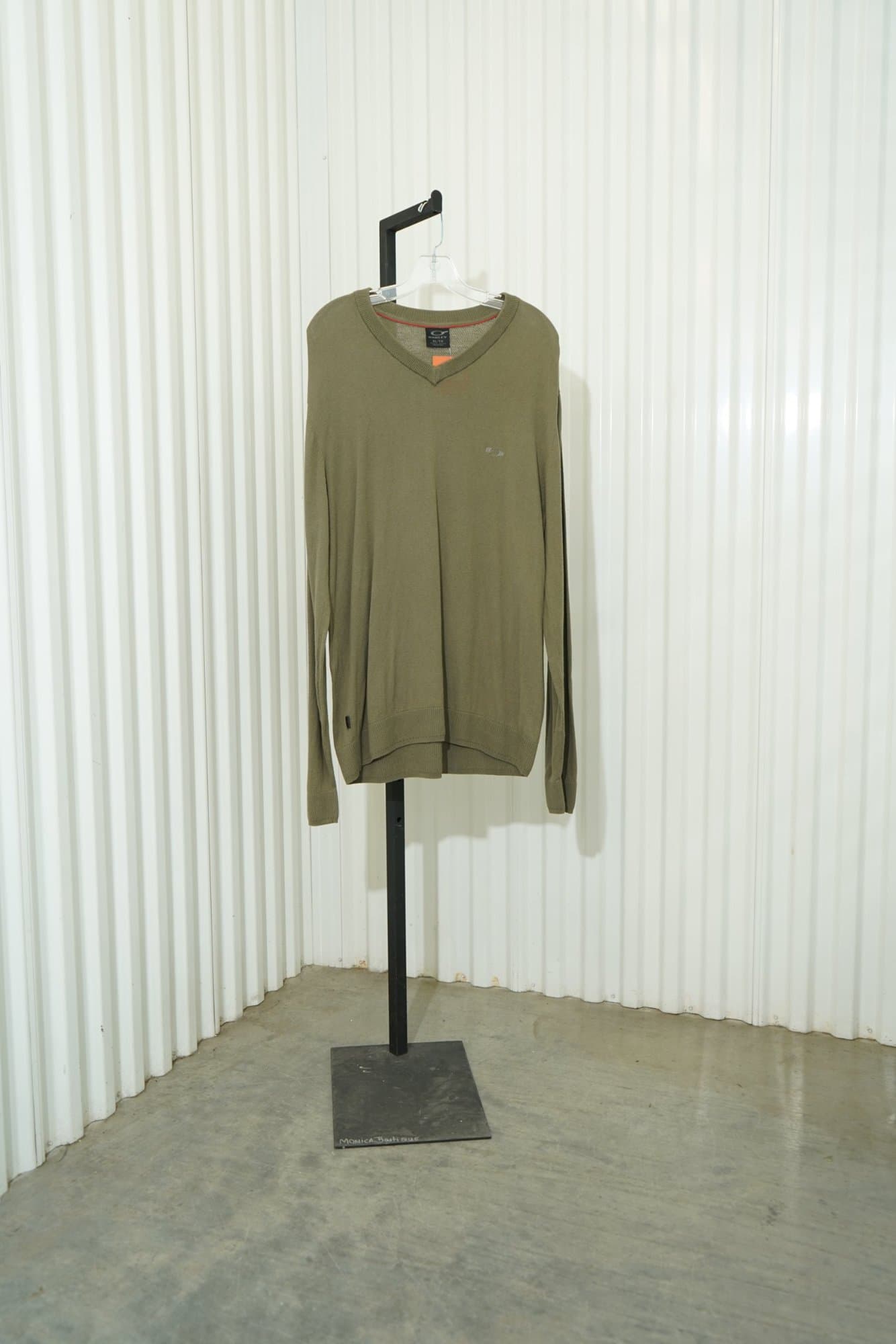 80s Oakley Sage Green V Neck 100% Cotton Long-Sleeve Sweater