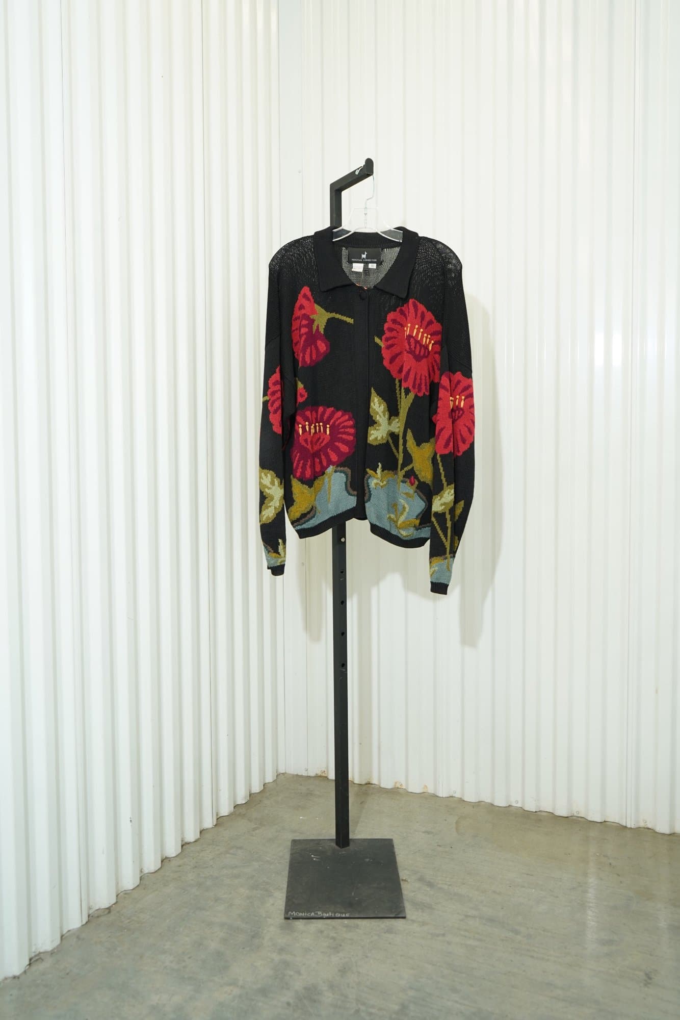 1990s Peruvian Connection 100% Pima Cotton floral cardigan
