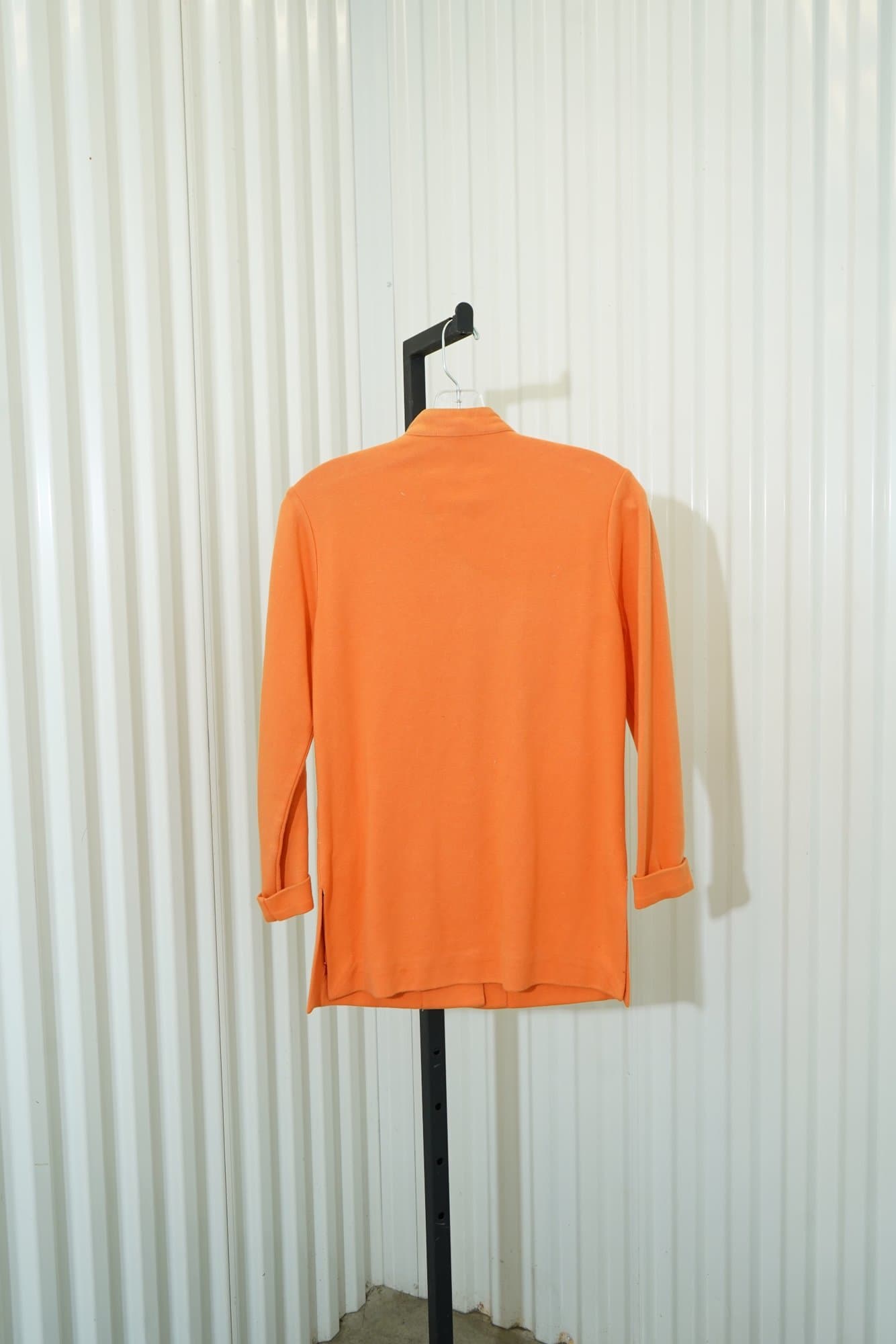 Y2K Shanghai Tang Orange Mandarin Collar Frog-Clousure Structured Jacket