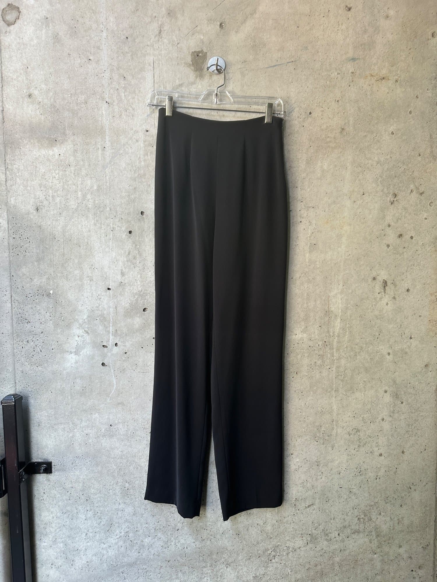 1980s-1990s Tempo Paris Black Wide Slit Sheer Layered Leg Trousers