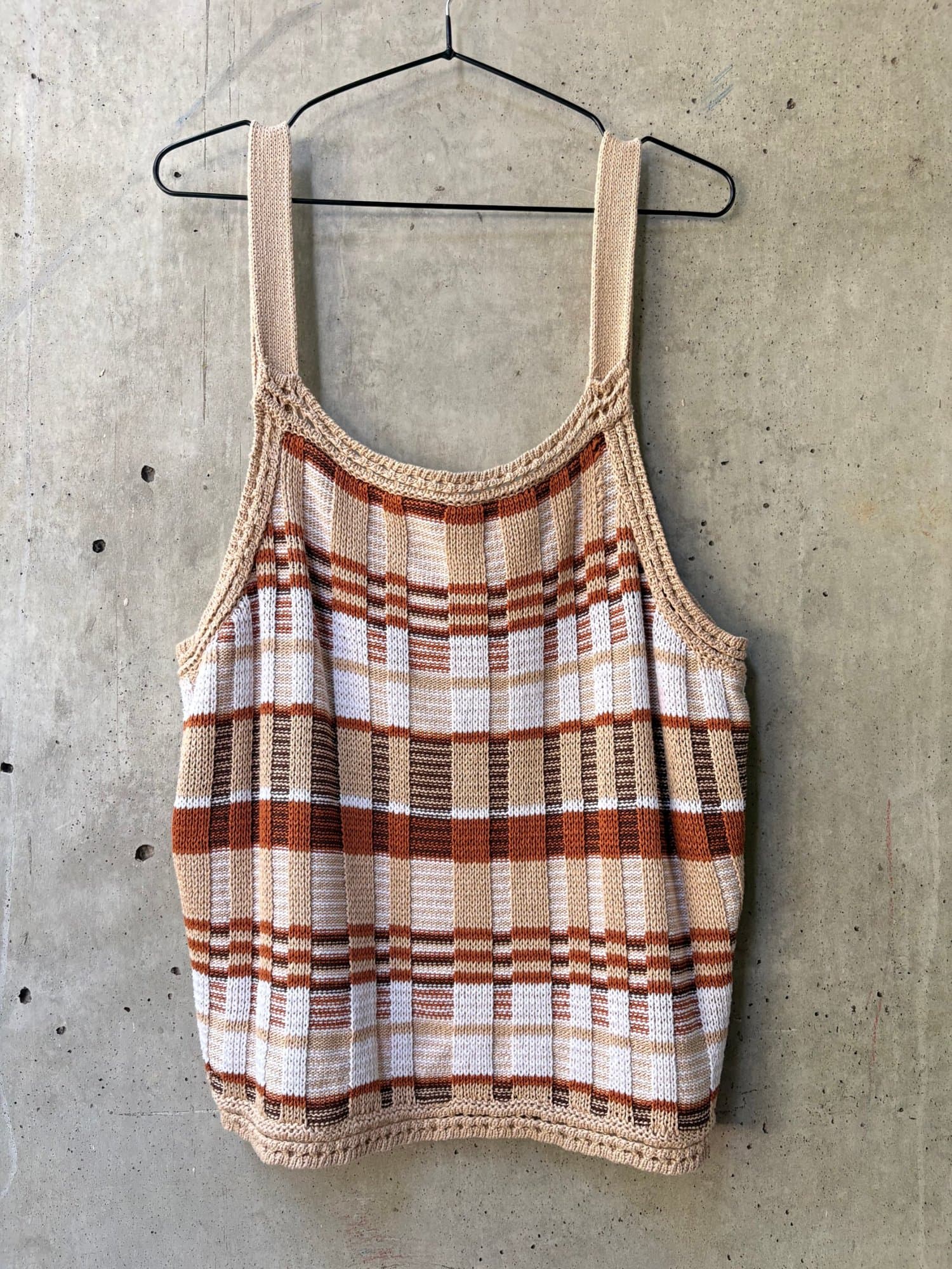 1970s-1980s BANANA REPUBLIC Knit Plaid Tank Top