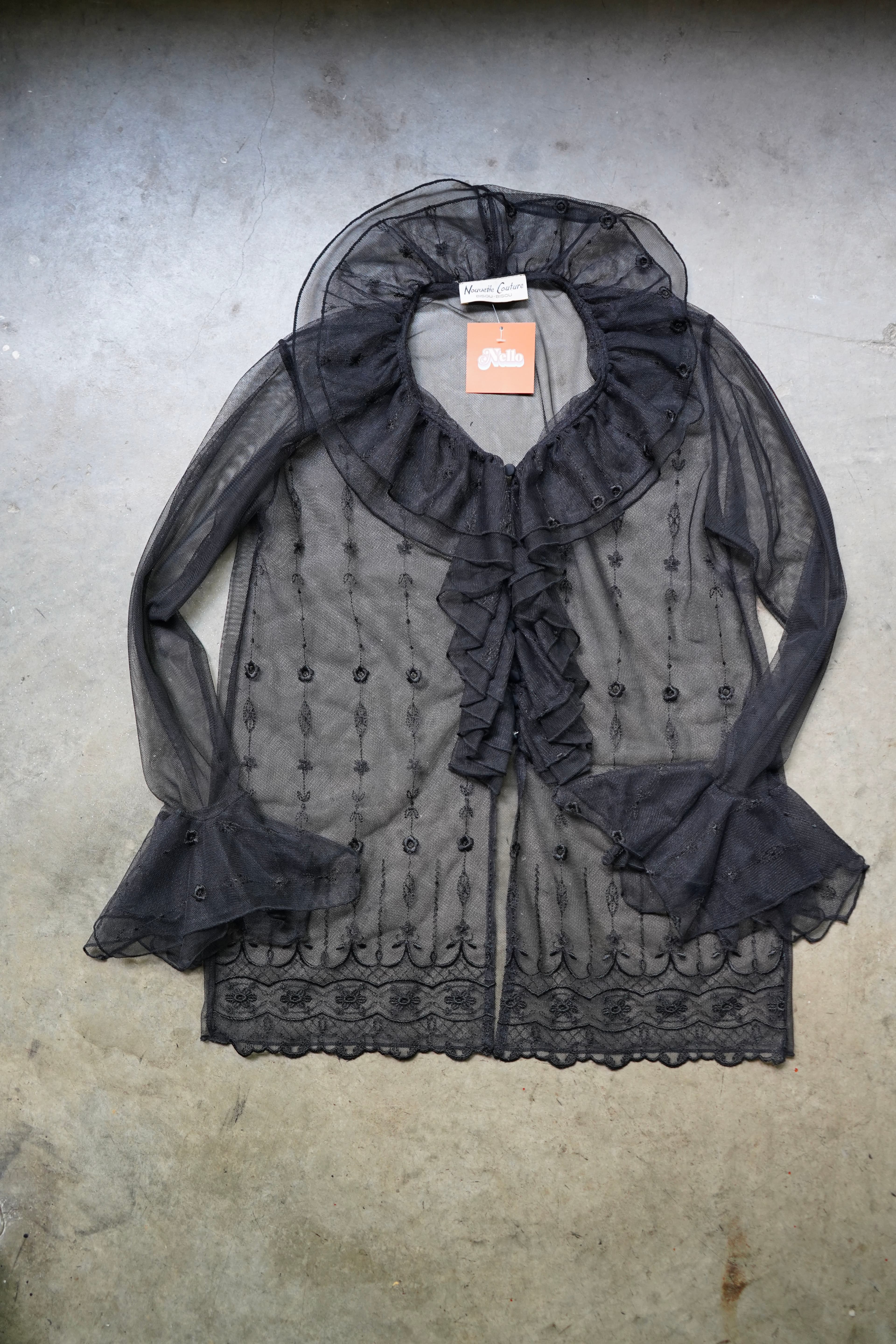 Nouvelle Couture Black Lace Sheer Top