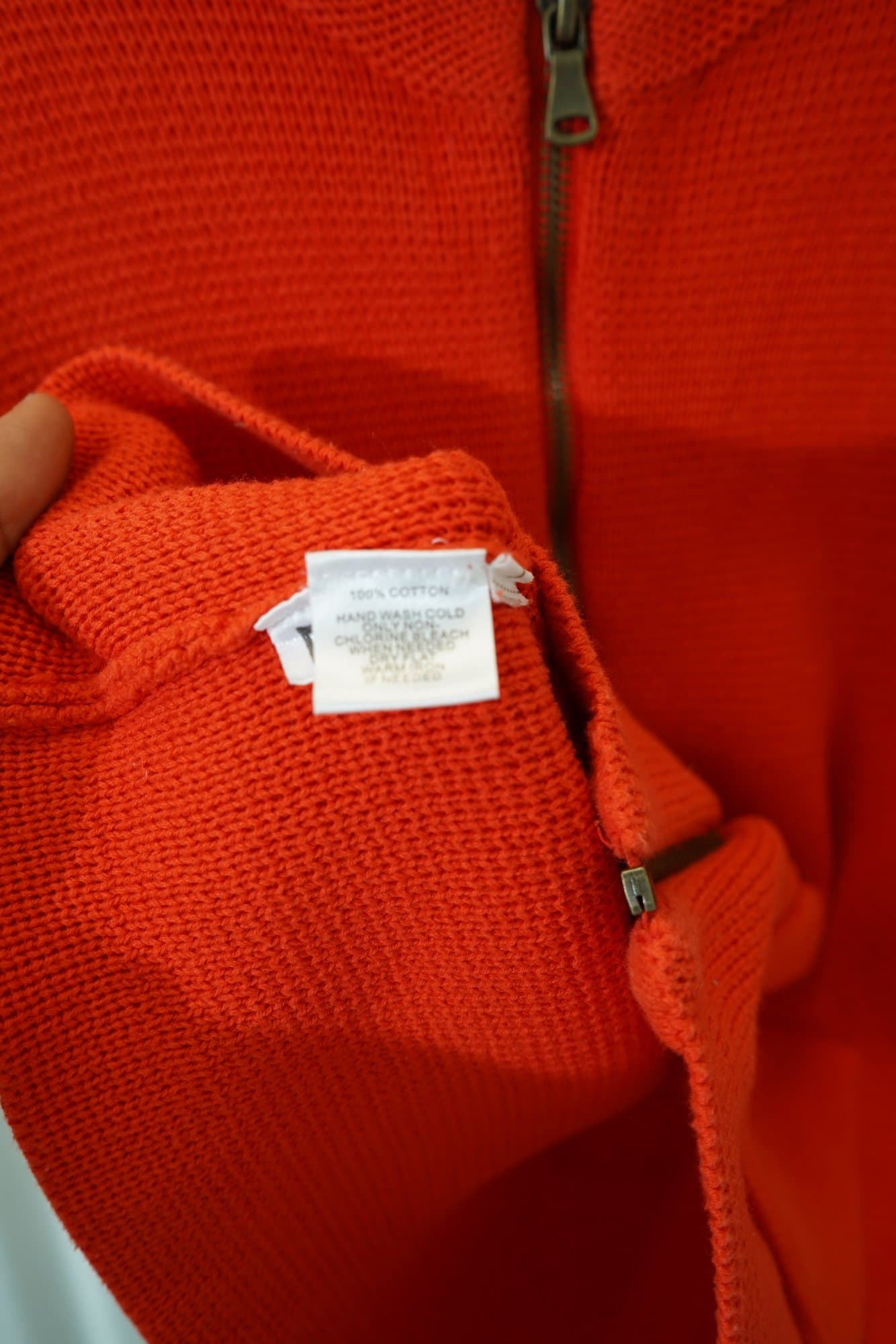 2000s-2010s LOFT orange full-zip cotton knit cardigan jacket