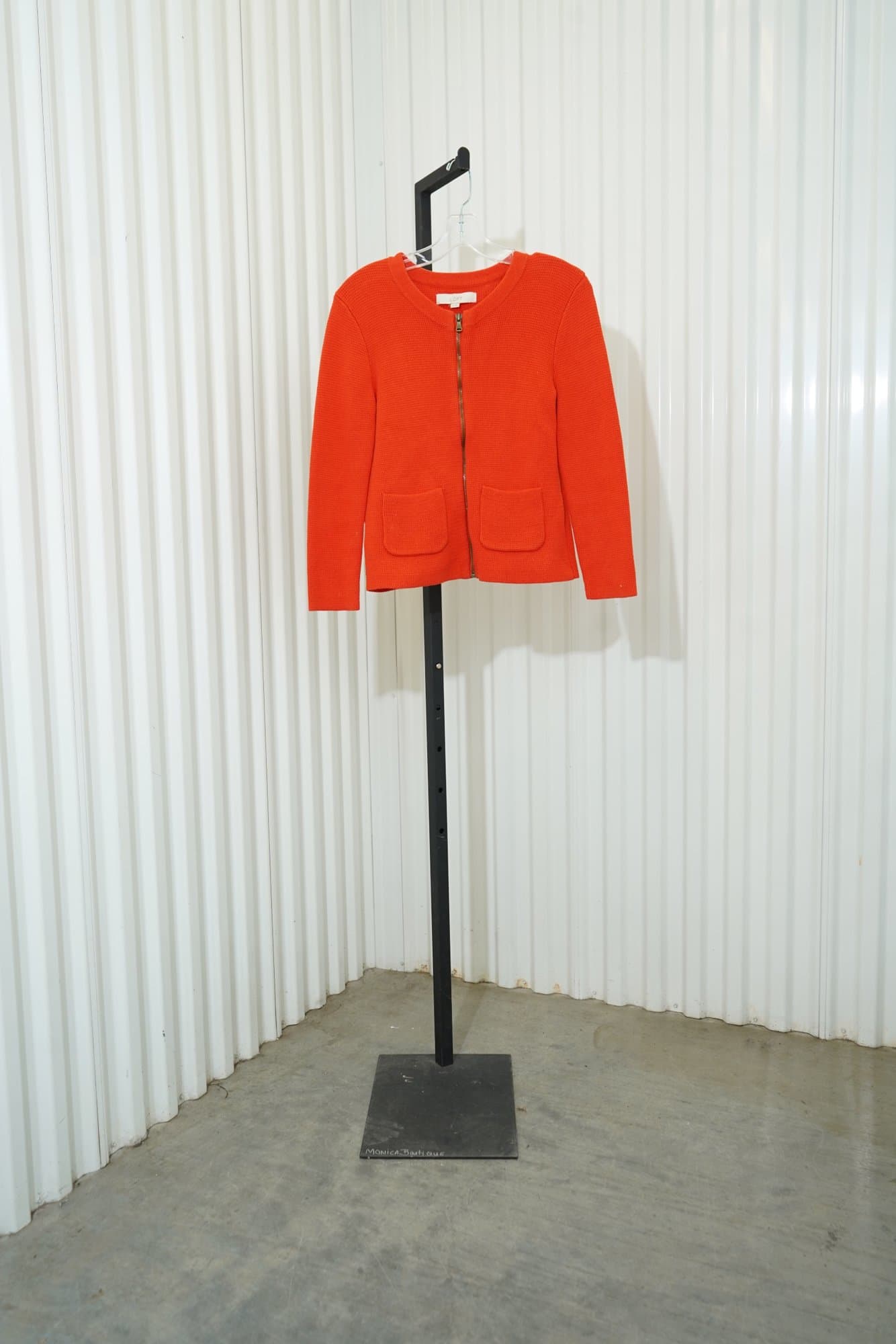 2000s-2010s LOFT orange full-zip cotton knit cardigan jacket