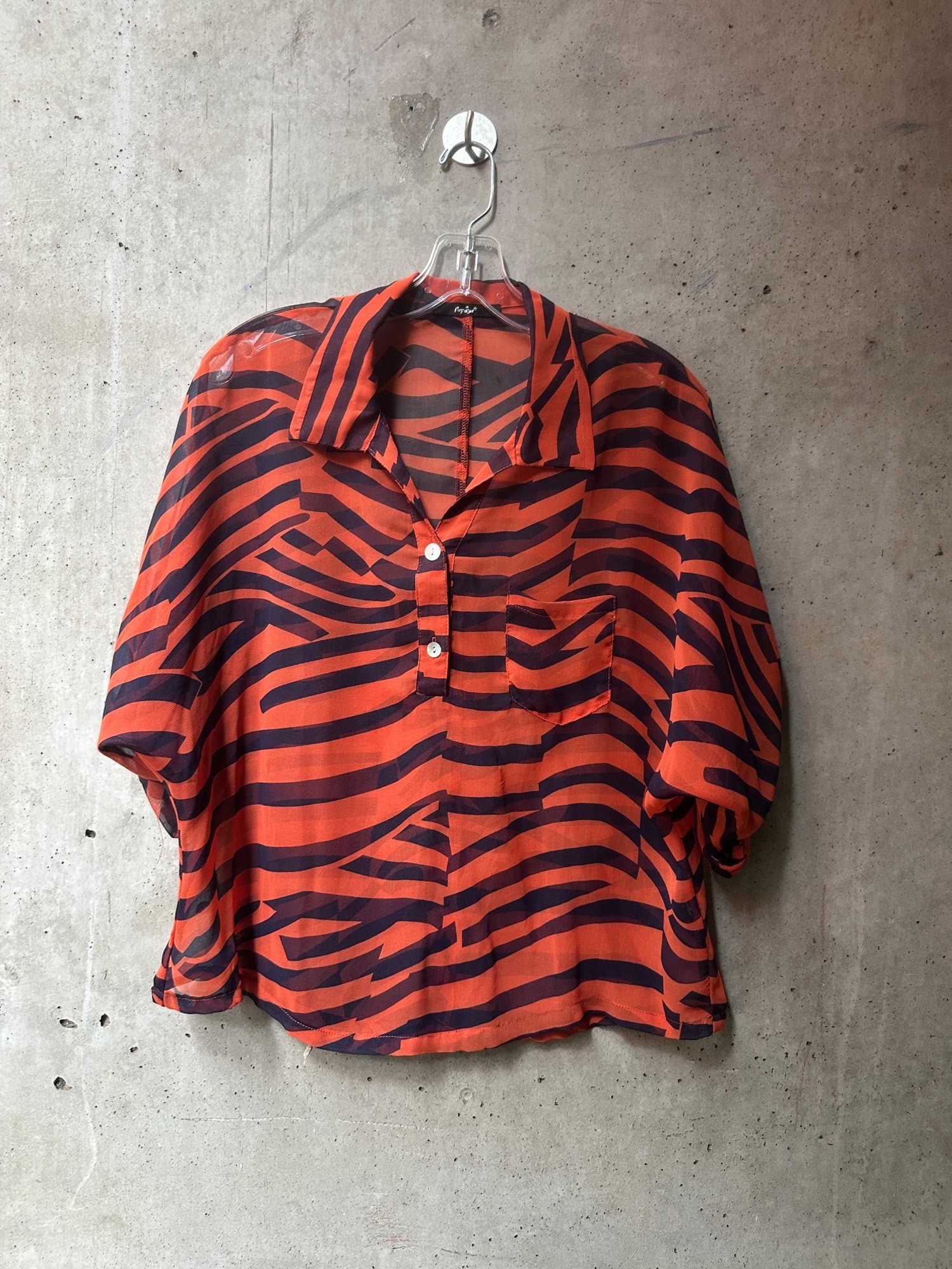 2000s-2010s Papaya Zebra Print Blouse