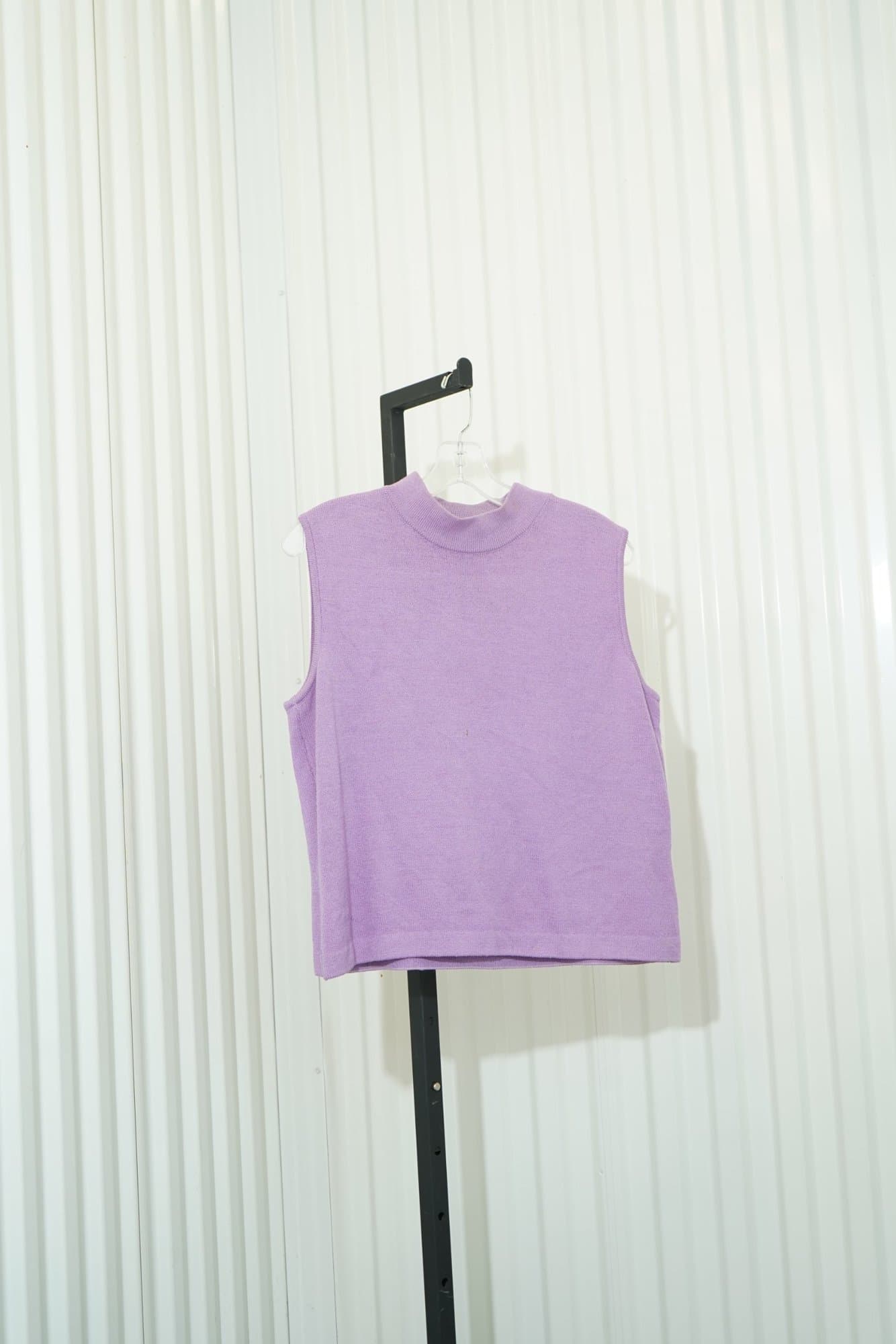 90s St. John Orchid Violet Mock Neck Shoulder Zipper knit Tank