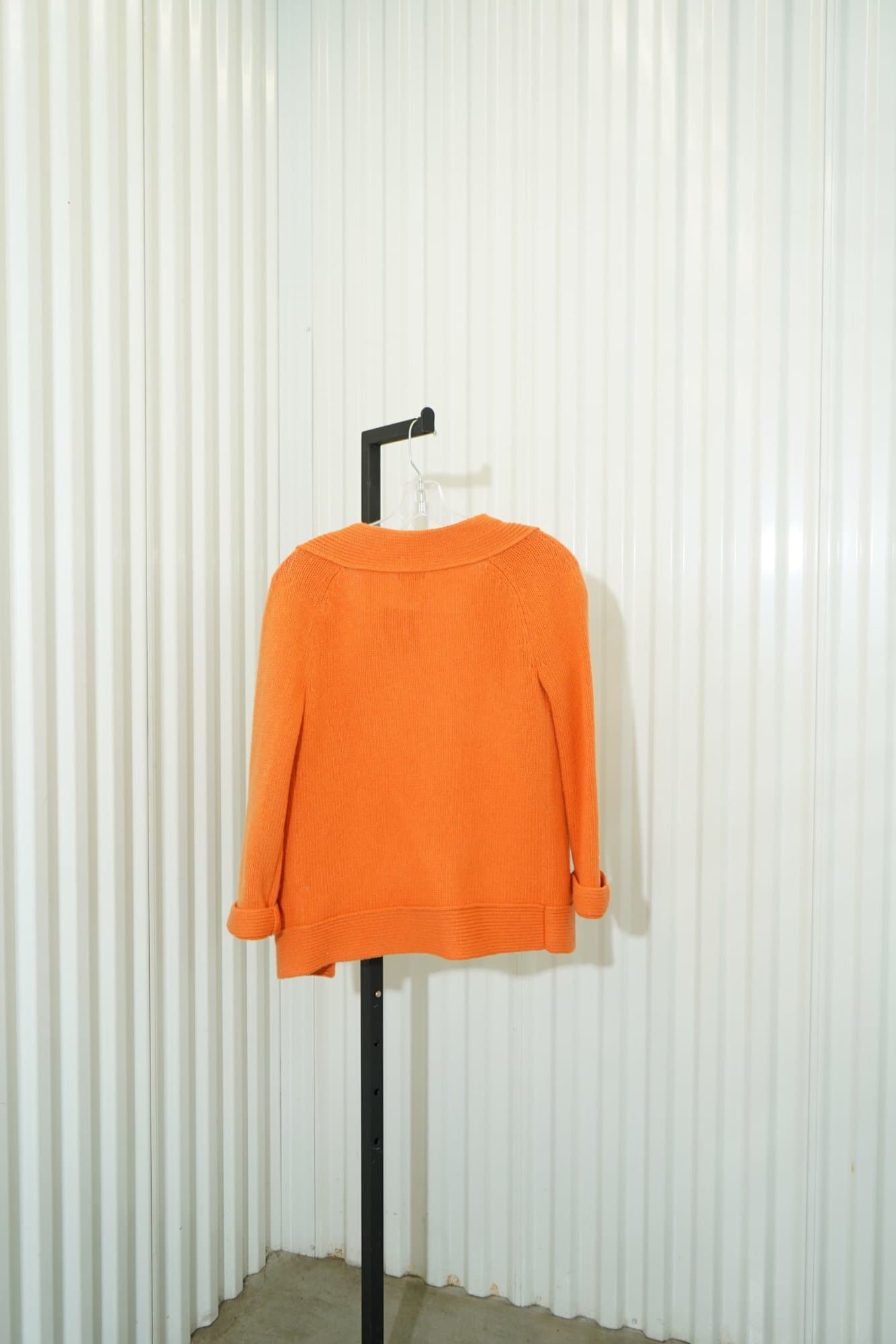 2010s-2020s J. CREW Wool Pumpkin Orange Crochet Wool Cardigan