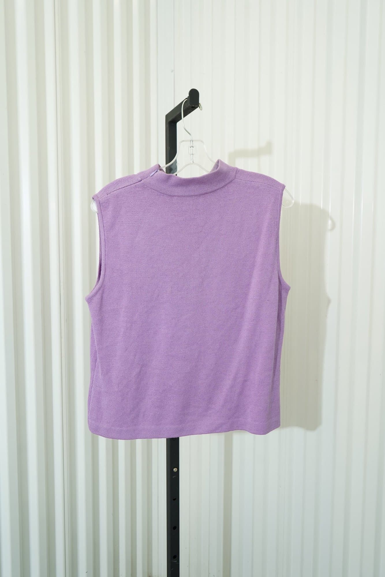 90s St. John Orchid Violet Mock Neck Shoulder Zipper knit Tank