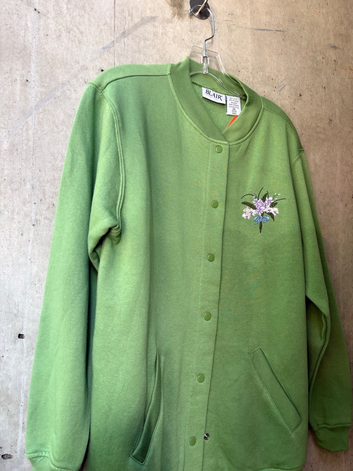 Blair 1980s Green Button up sweater