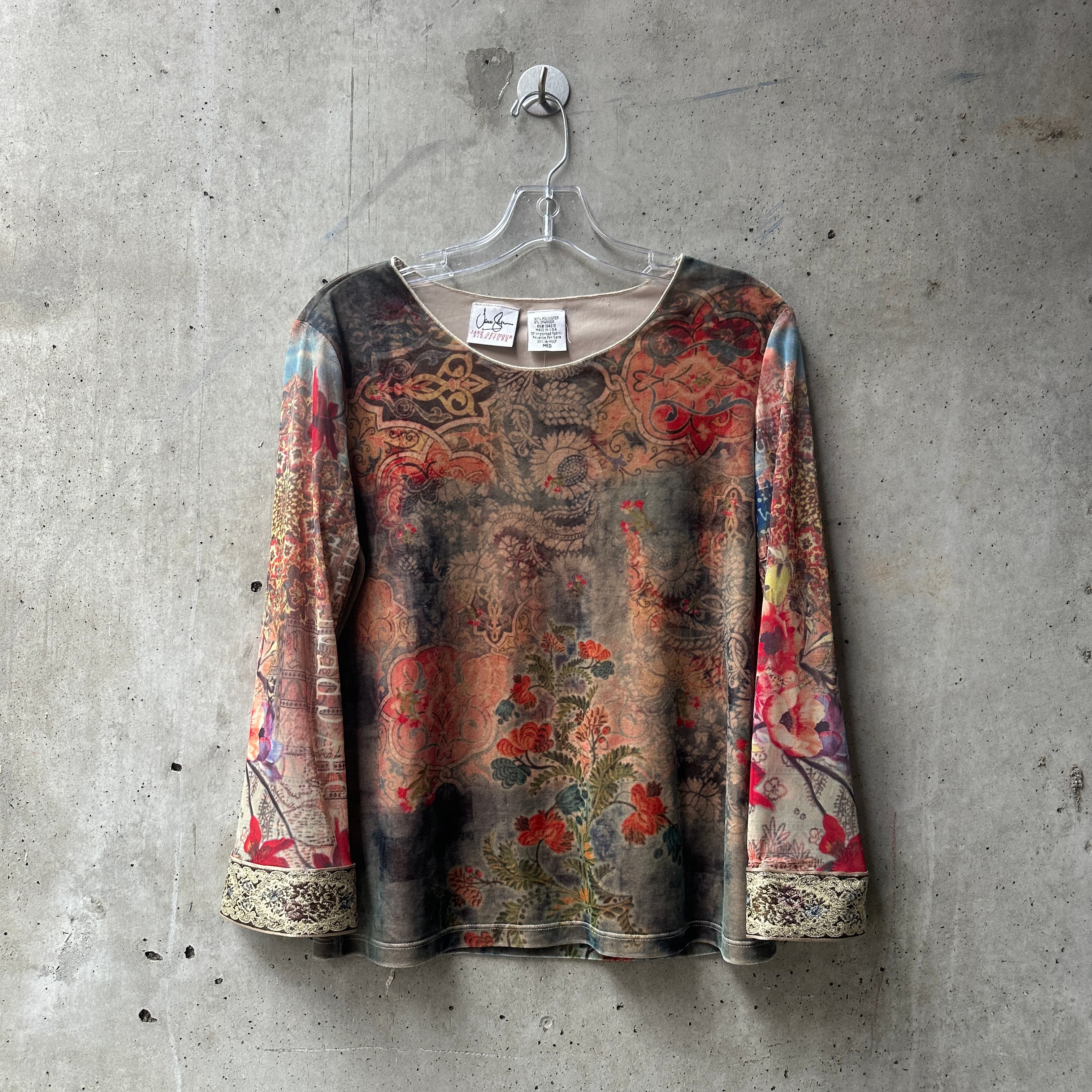 Jane Seymour Signature Boho Mesh Sleeve Top