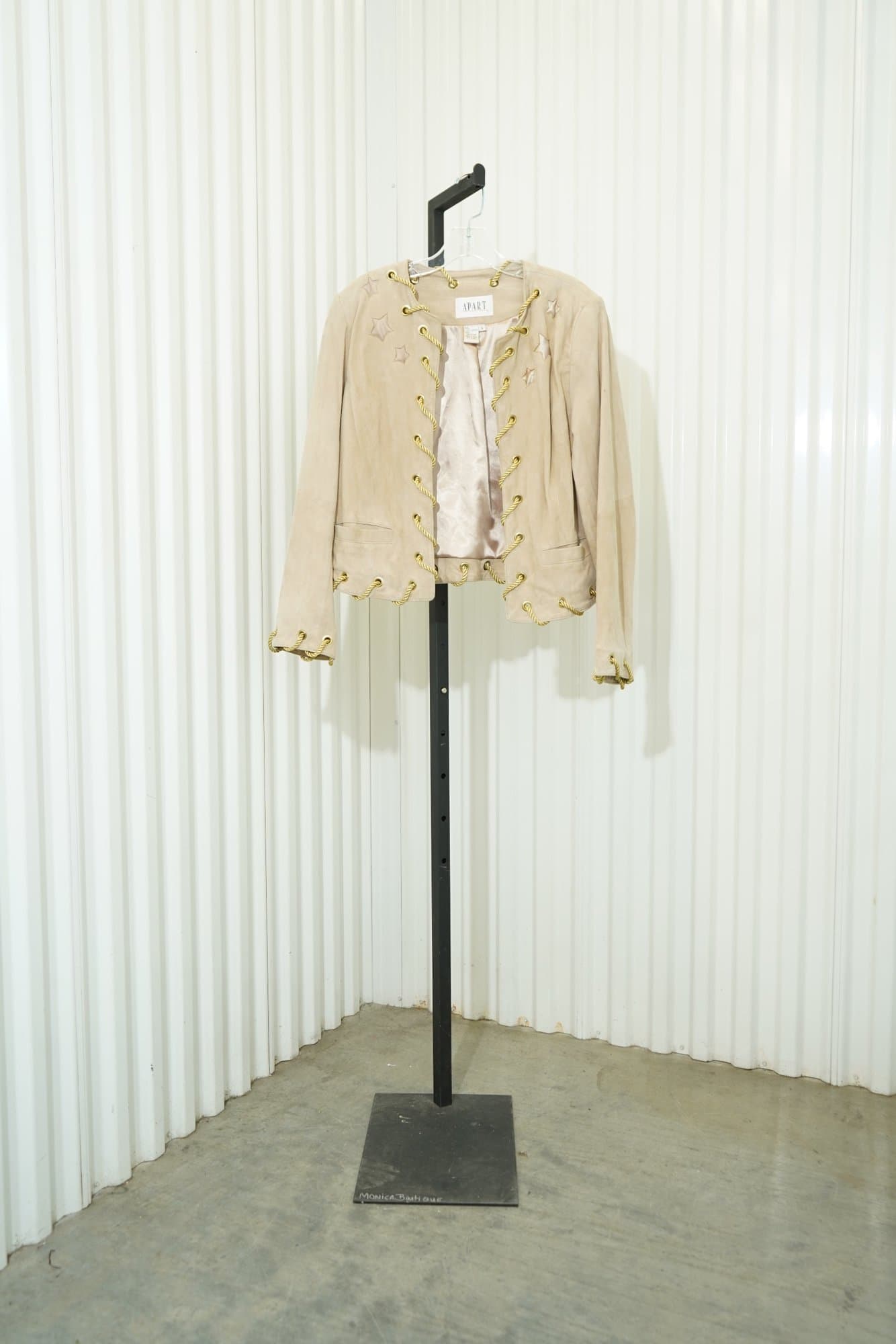 1990s APART impressions tan leather suede jacket with star appliqués