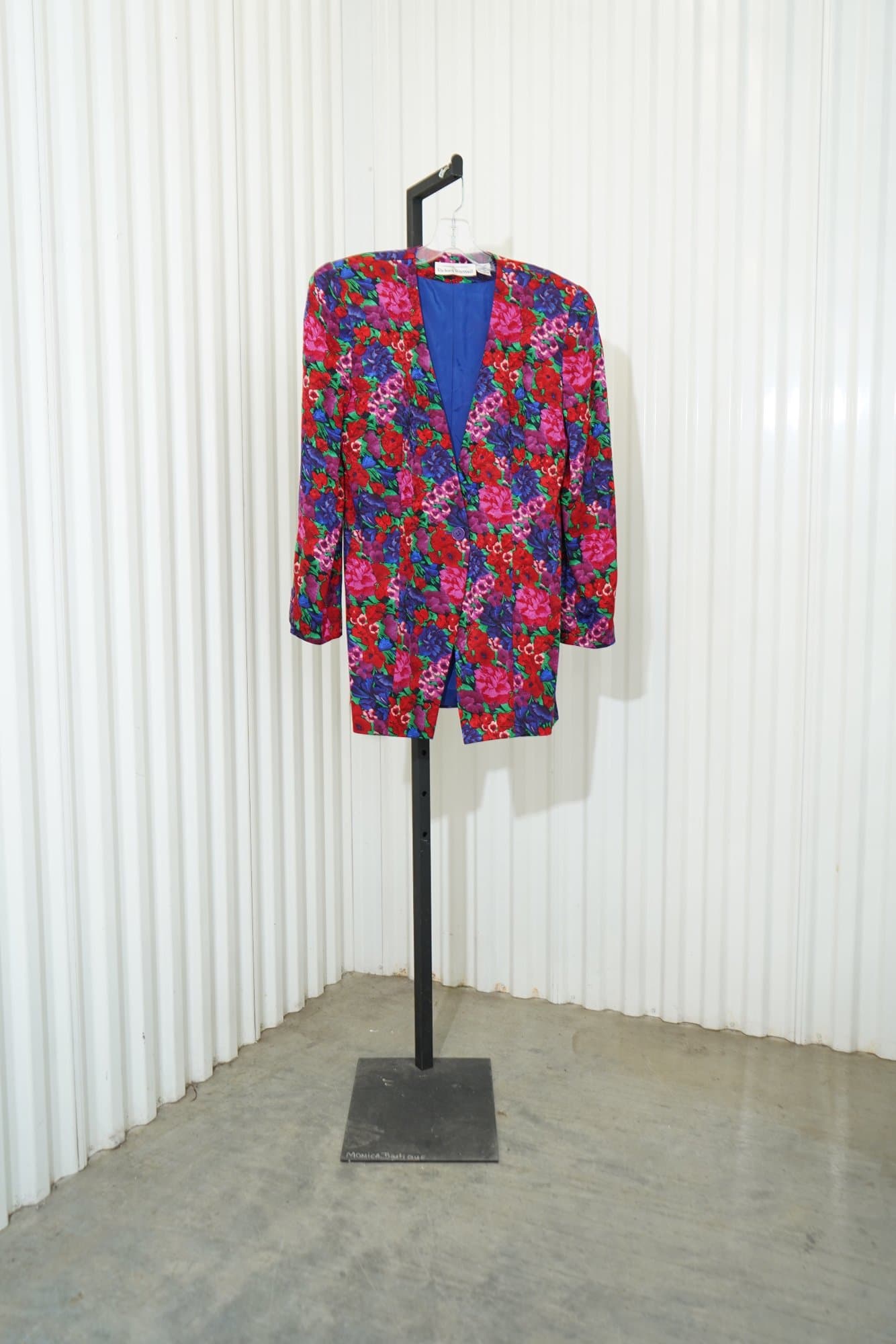 80s Constance Sanders for Richard Warren II Richard silk vibrant floral jacket