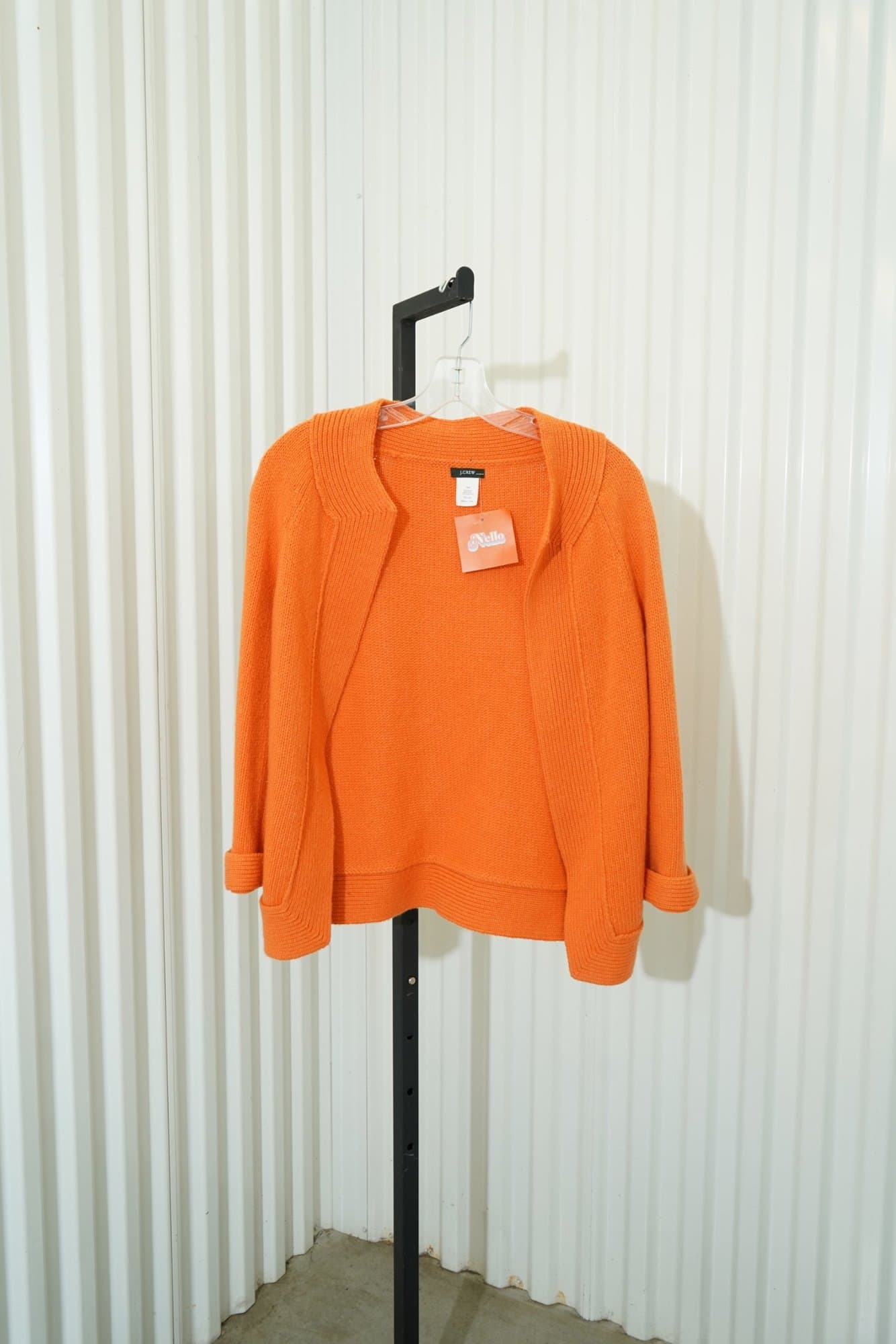 2010s-2020s J. CREW Wool Pumpkin Orange Crochet Wool Cardigan