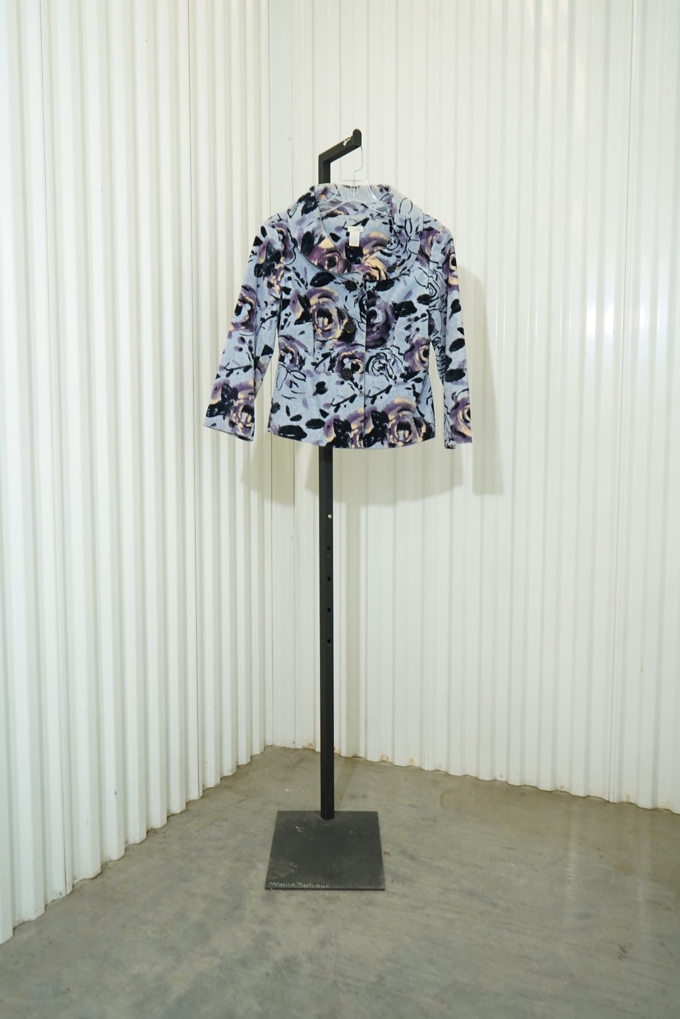 Y2K Odille Watercolor Rose Print Rpimded Shawl Portrait collar Cropped Jacet