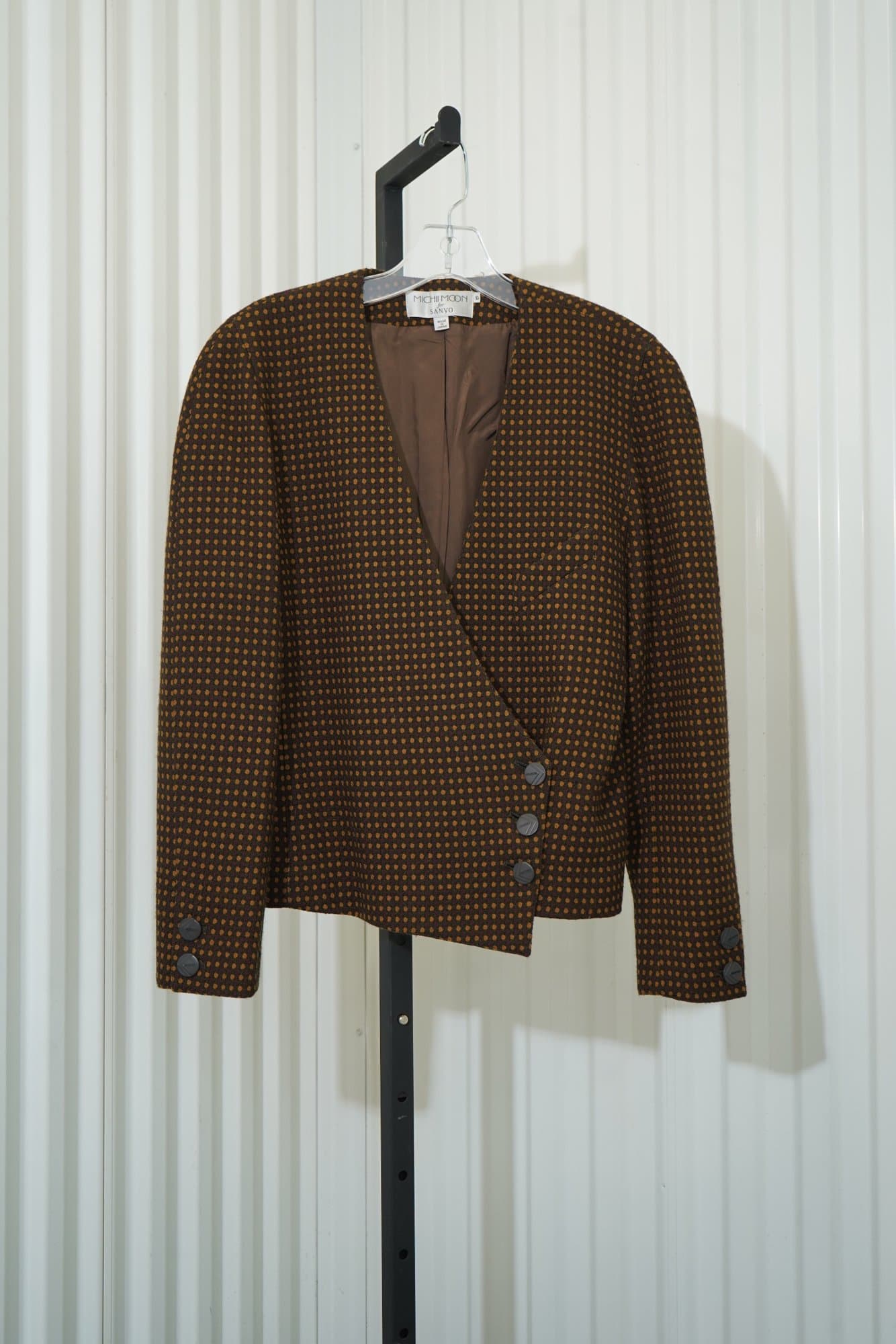 Storage Michii Moon for Sanyo 100% wool brown patterned textured jacket