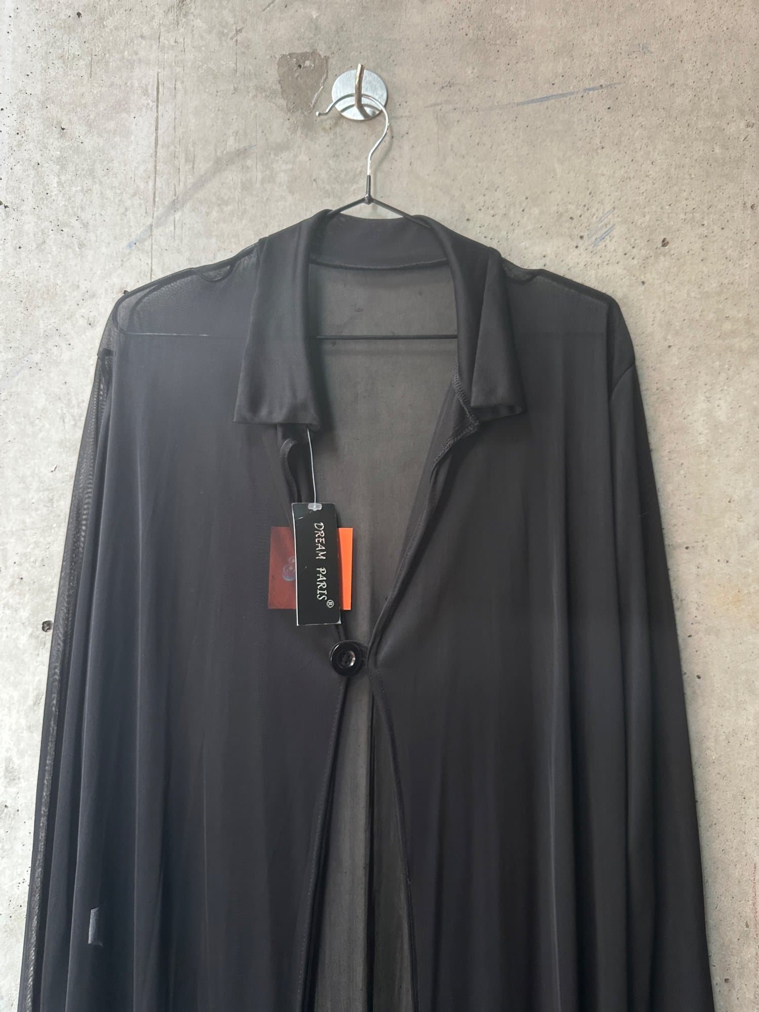 2000s-2010s DREAM PARIS Sheer Black Long Duster Cardigan