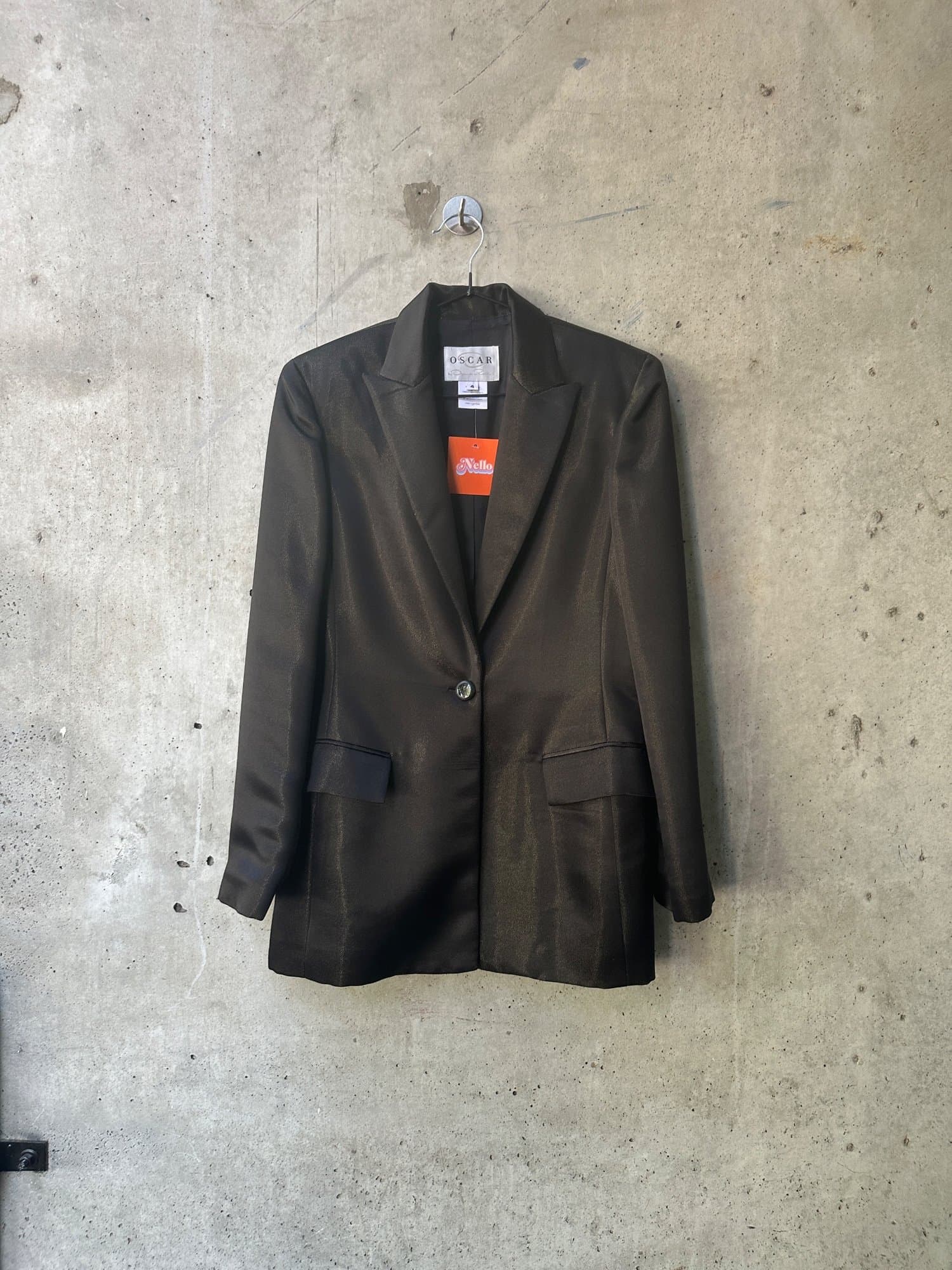 90s Oscar Satin Single-Button Blazer