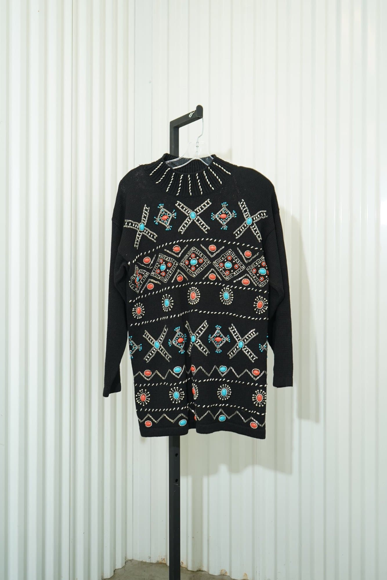 1990s Victoria Jones Southwestern Beaded Sweater