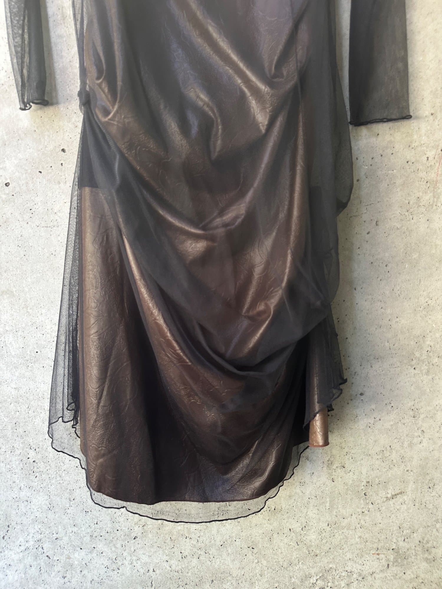 1990s-2000s J.S.P. Sheer Mesh Ruched Dress
